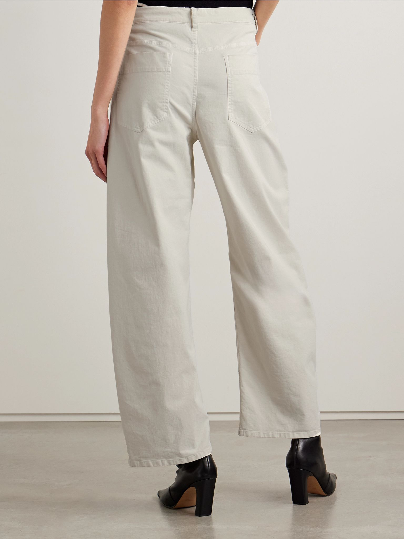 Tribeca brushed cotton-blend twill barrel-leg pants Ivory - 4
