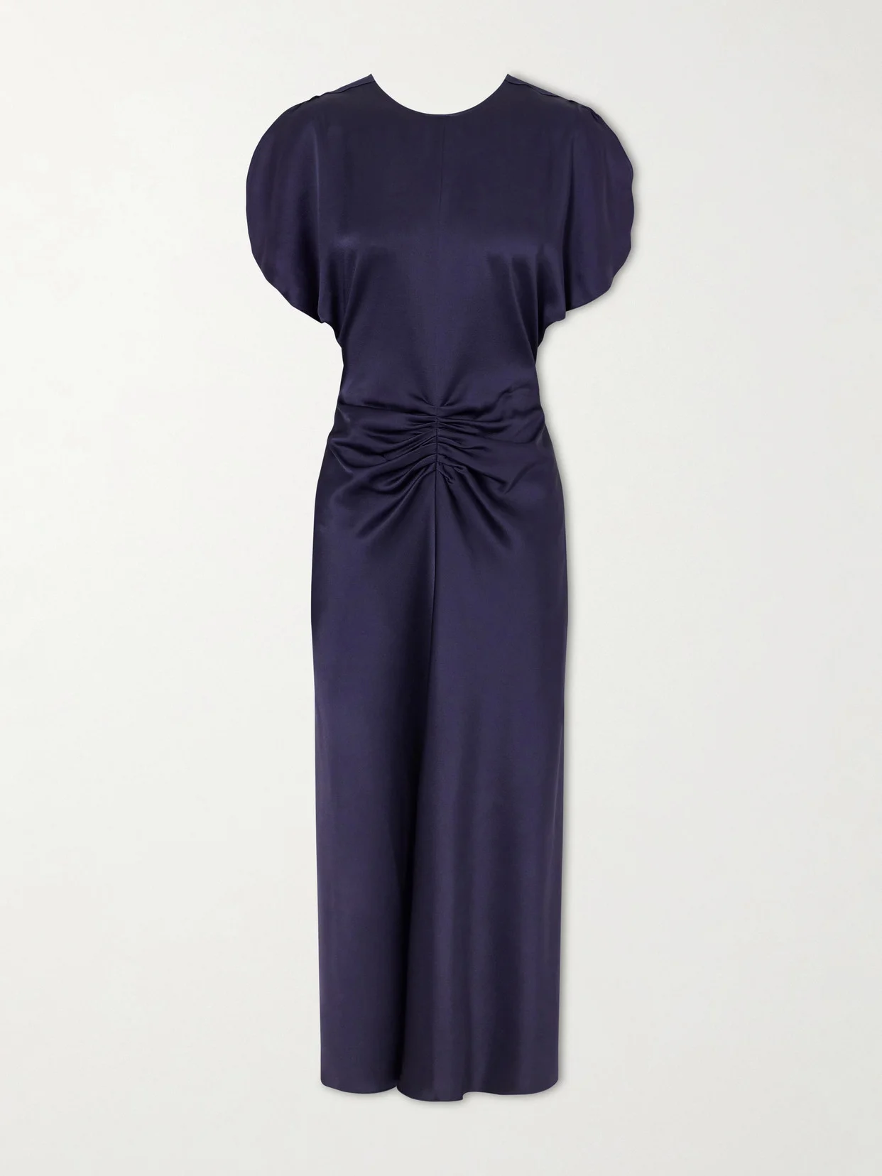 Bela Gathered Satin Midi Dress - 1