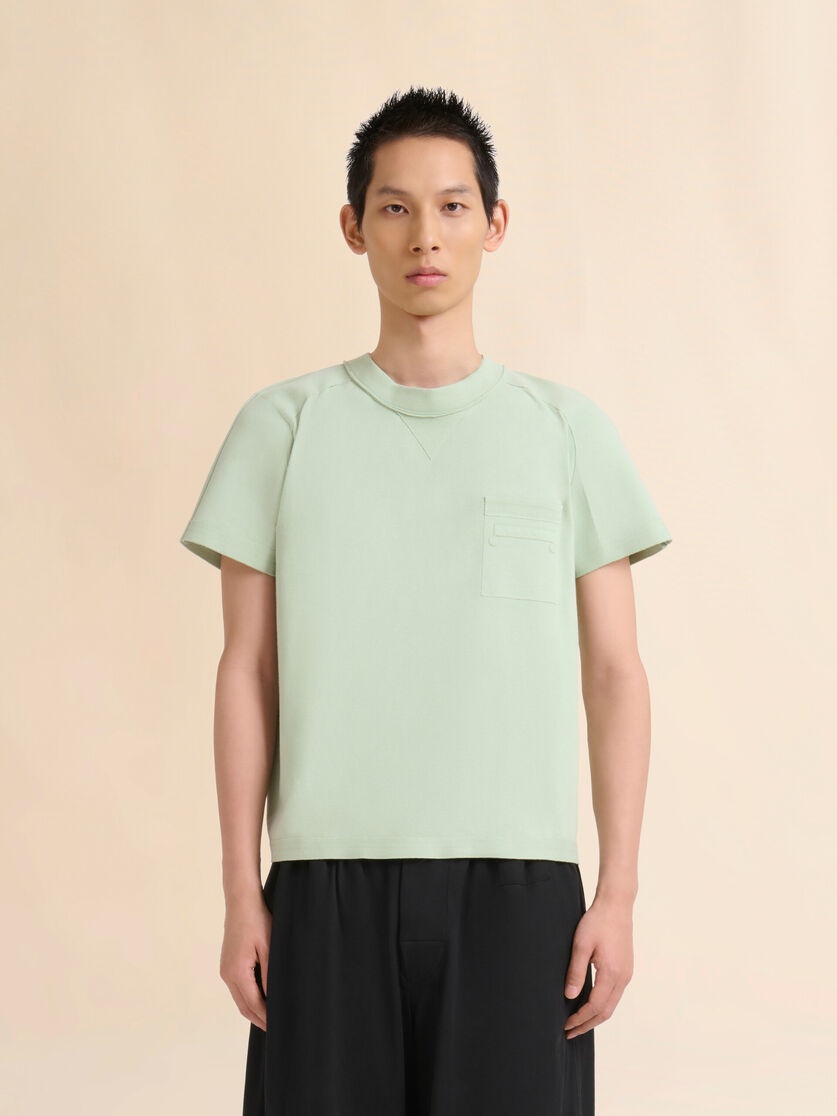 GREEN COTTON OPEN-BACK T-SHIRT WITH TRUNKAROO POCKET - 2