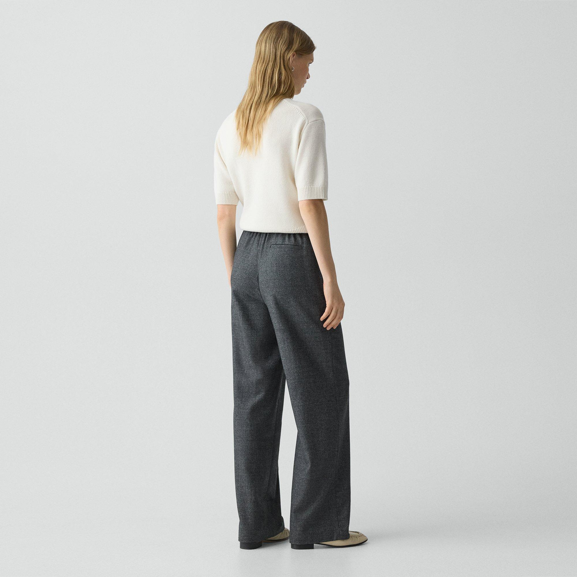 Wide-Leg Pull-On Pant in Marled Flannel - 4