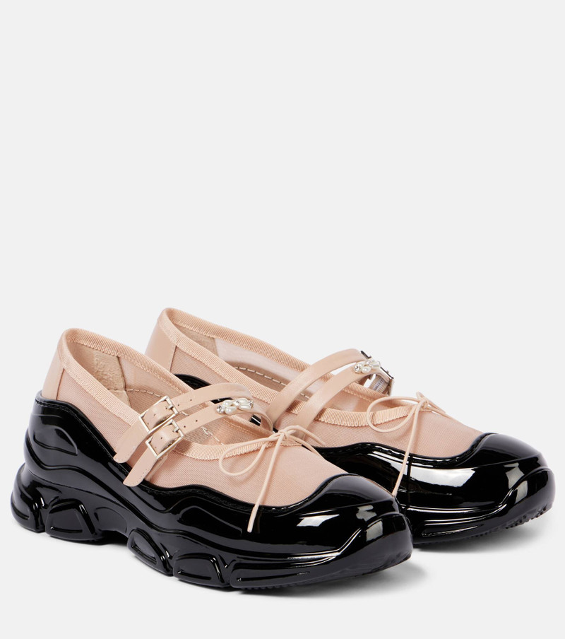 Tracker leather-trimmed Mary Jane flats 1