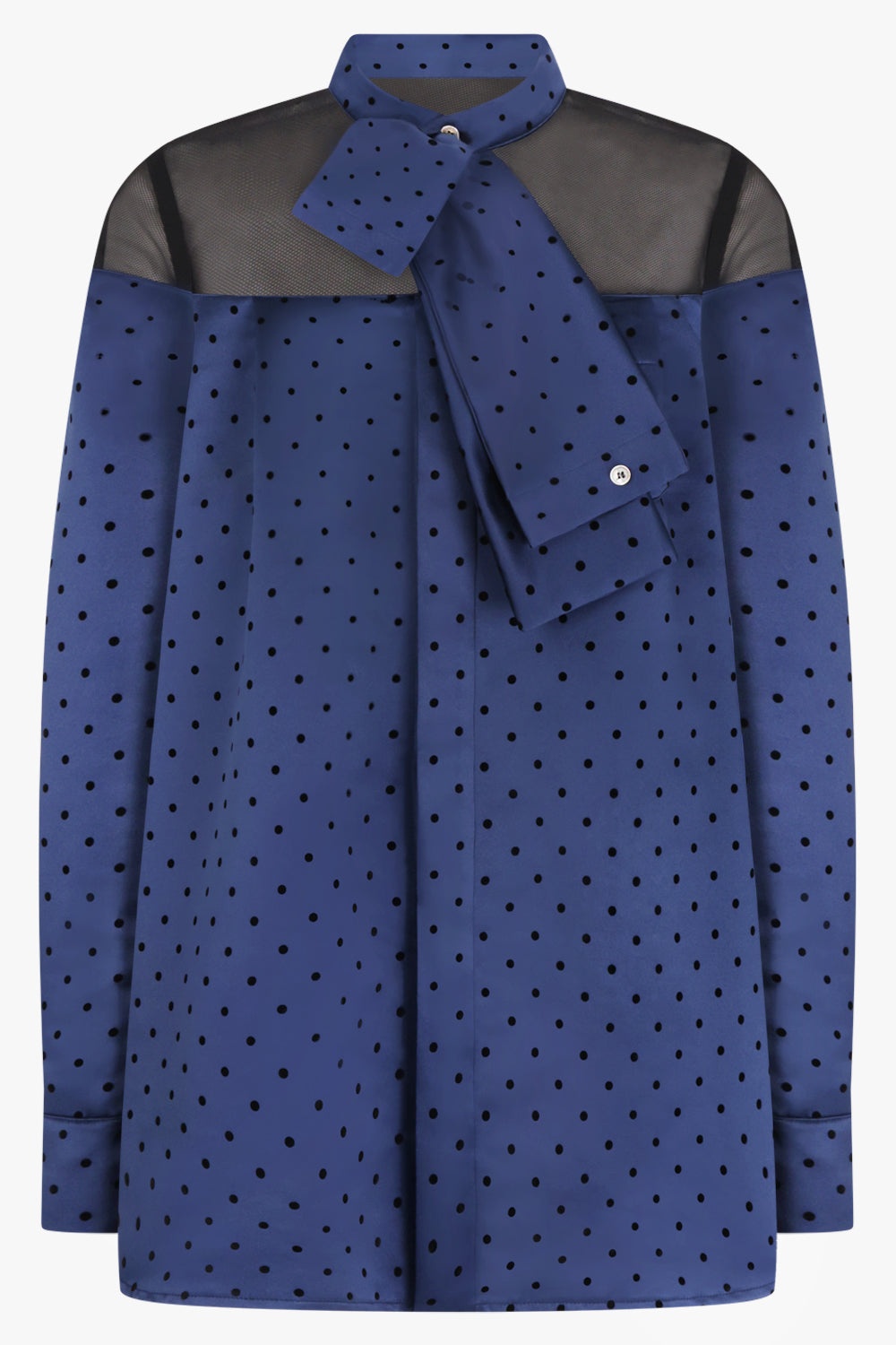 sacai POLKA DOT FLOCK PRINT SHIRT | BLUE | REVERSIBLE