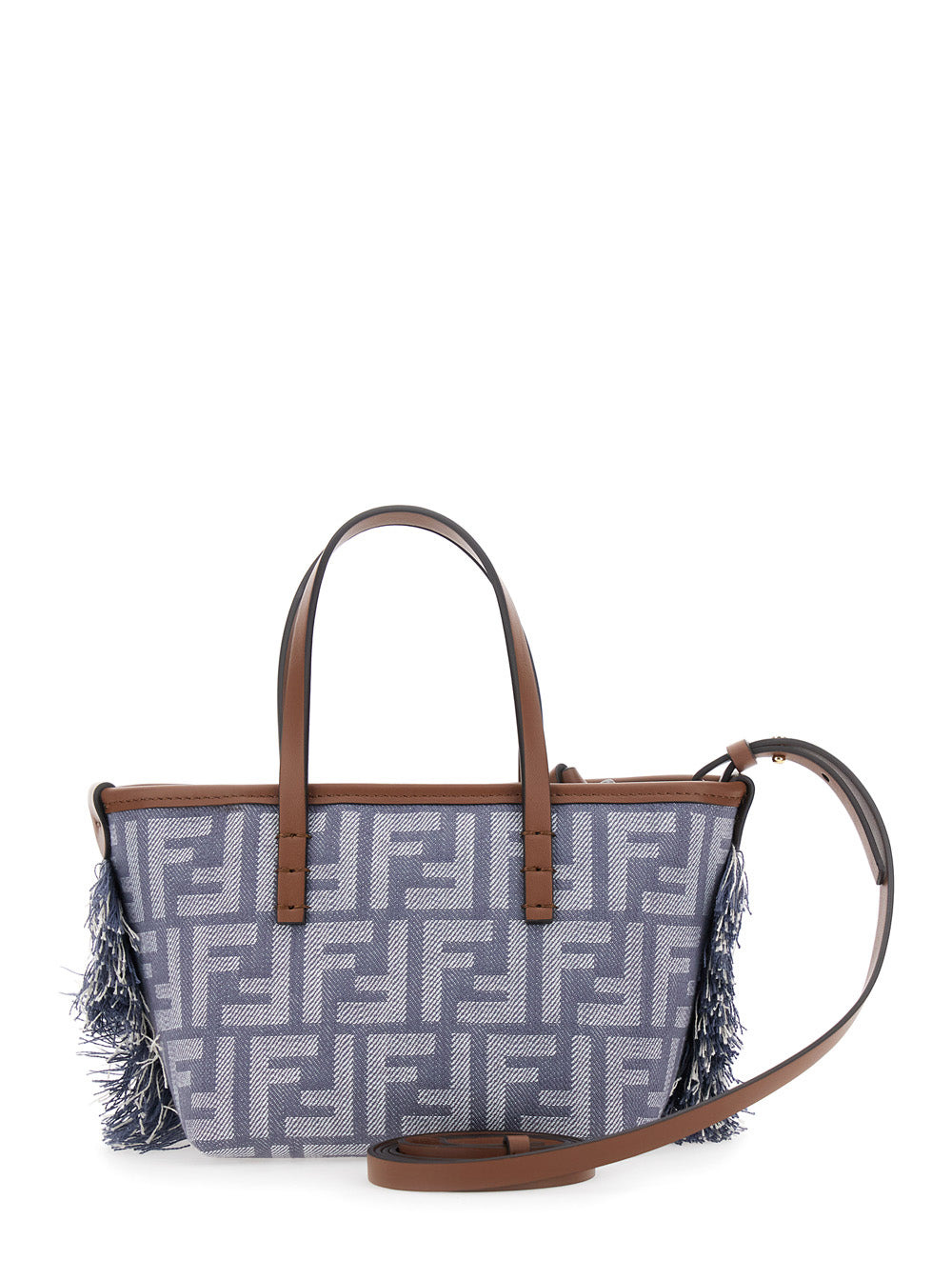 Fendi Women 'Roll' Blue Mini Bag With Adjustable And Removable Shoulder Strap And Fringed Details In - 4