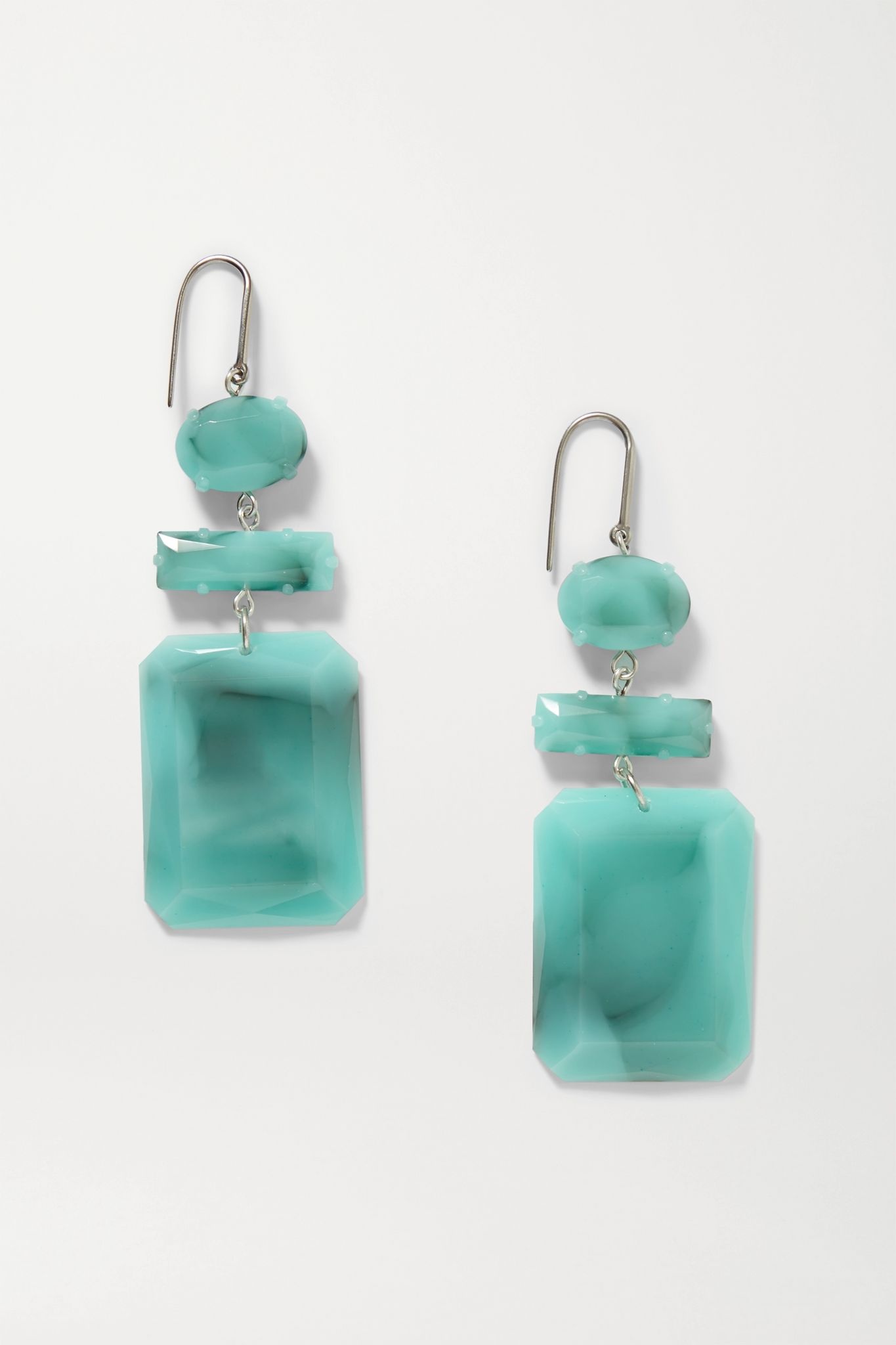 Silver-tone and resin earrings - 1