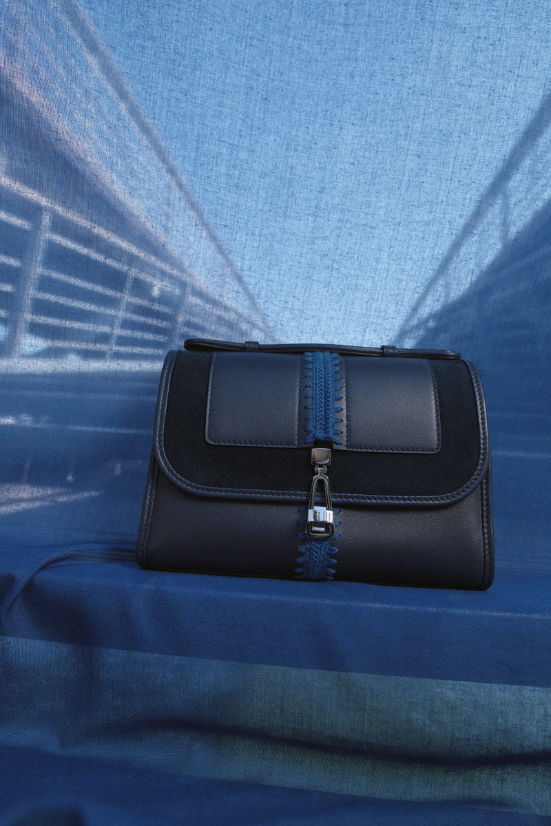 GABRIELA HEARST Small Leonora Flap Embroidered Bag in Electric Navy & Cobalt Nappa Leather outlook