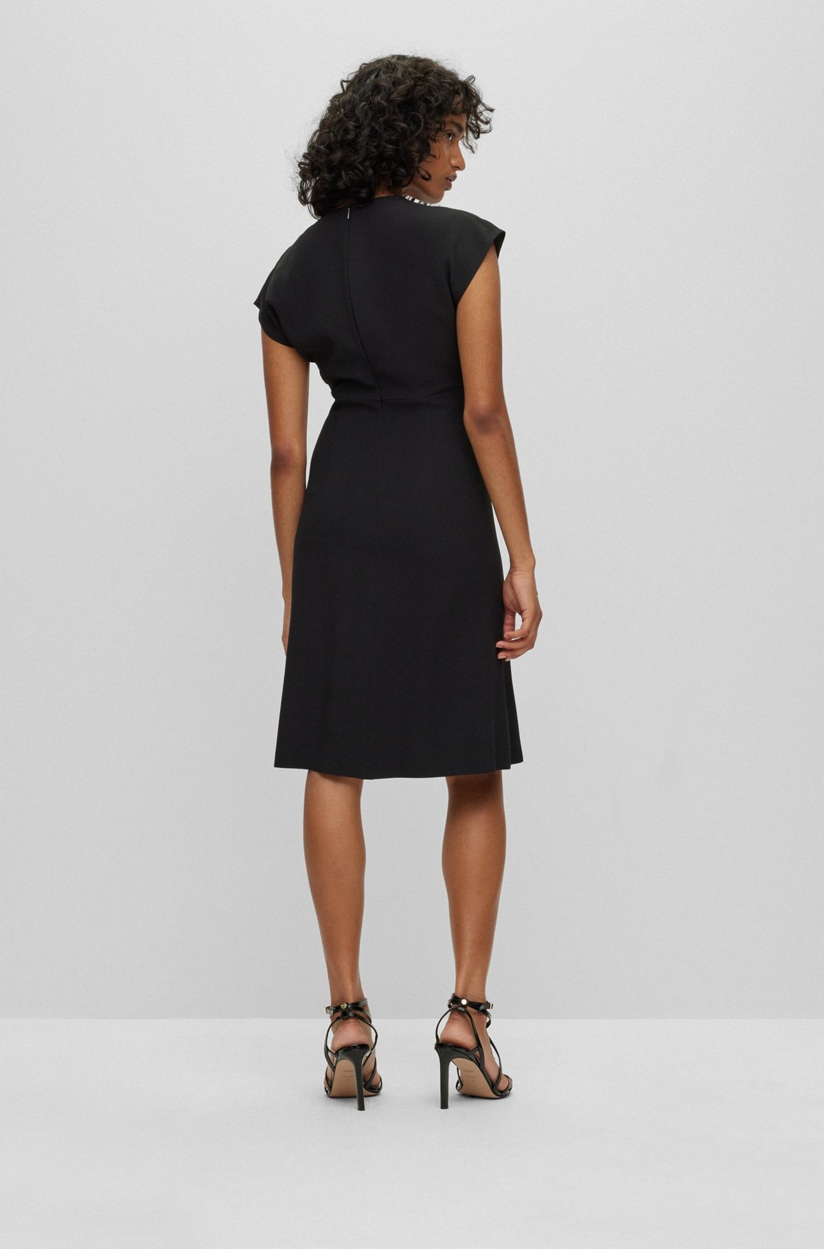 SLIM-FIT V-NECK DRESS WITH CAP SLEEVES - 4