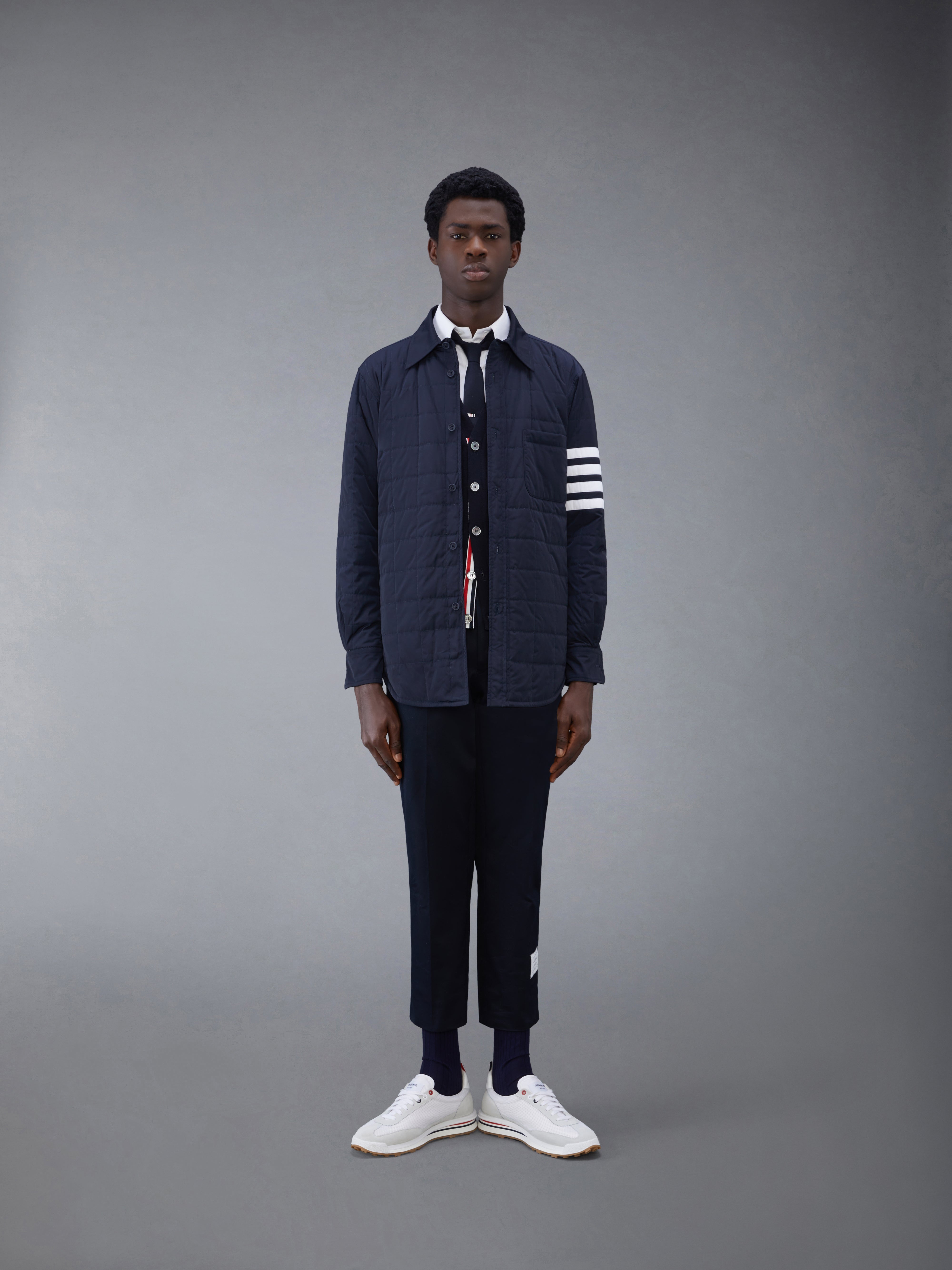 Wool 4-Bar V-Neck Cardigan - 4