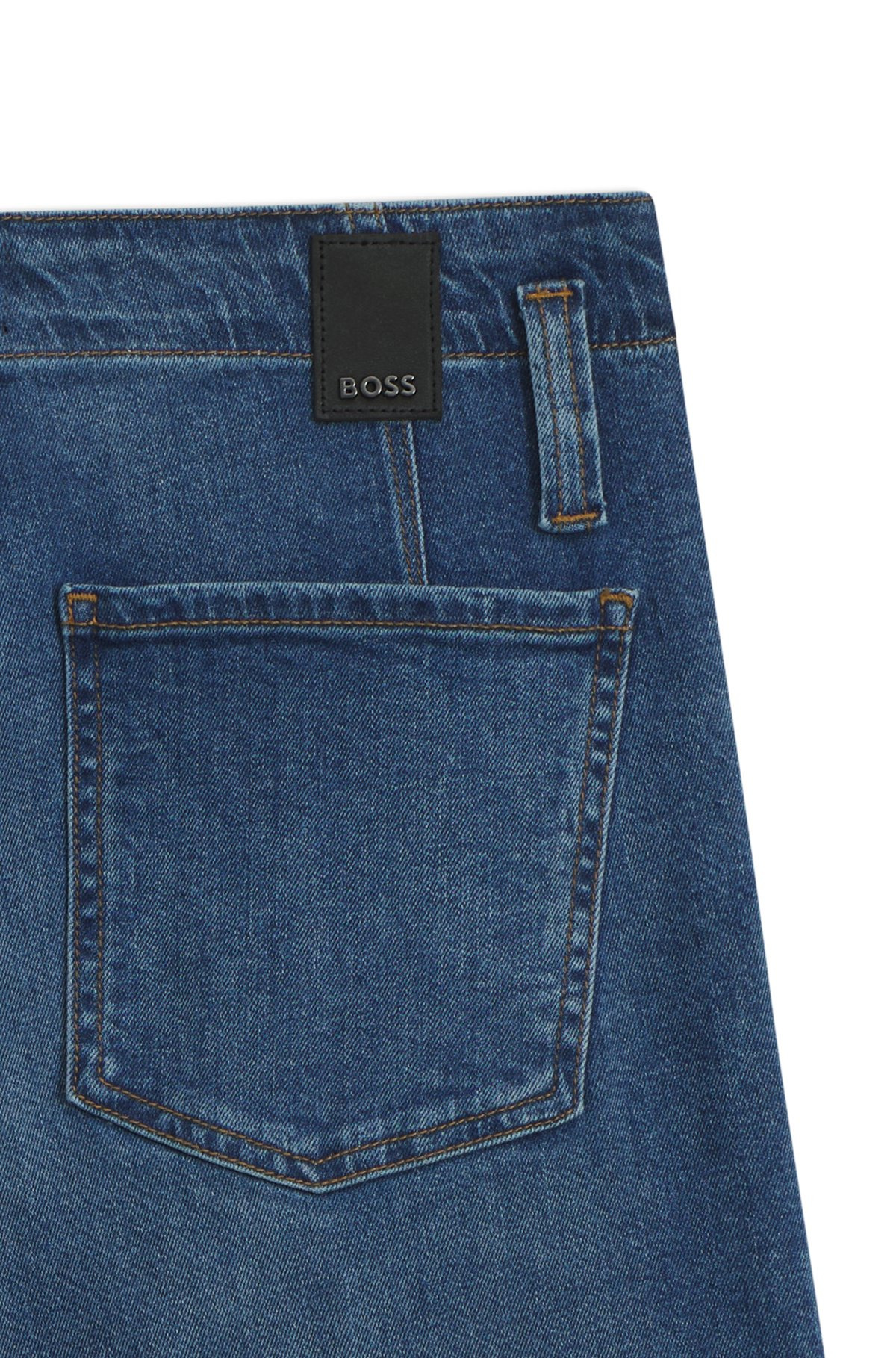 REGULAR-FIT JEANS IN MID-BLUE ITALIAN STRETCH DENIM - 6
