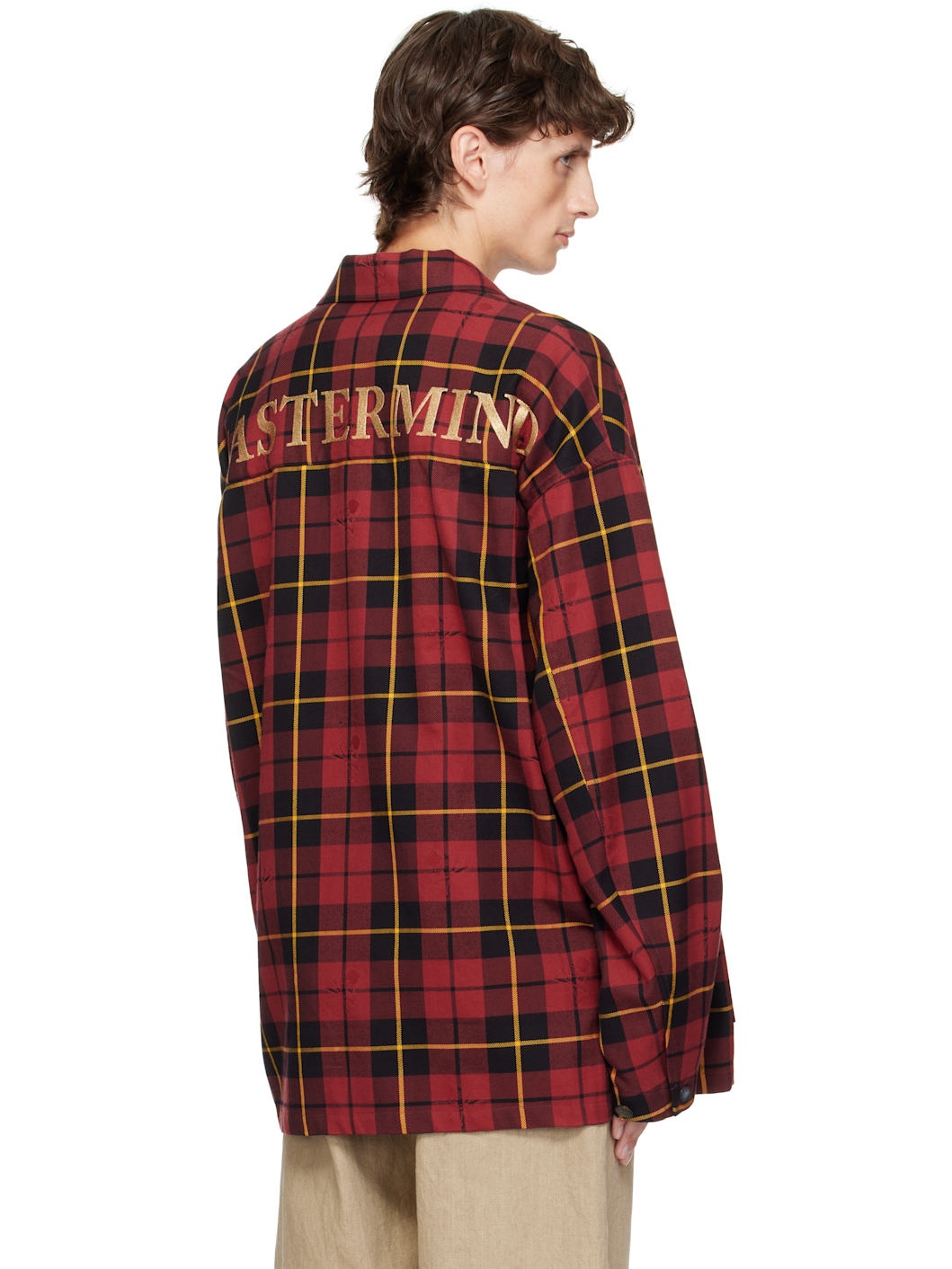 Burgundy Plaid Shirt Jacket - 3