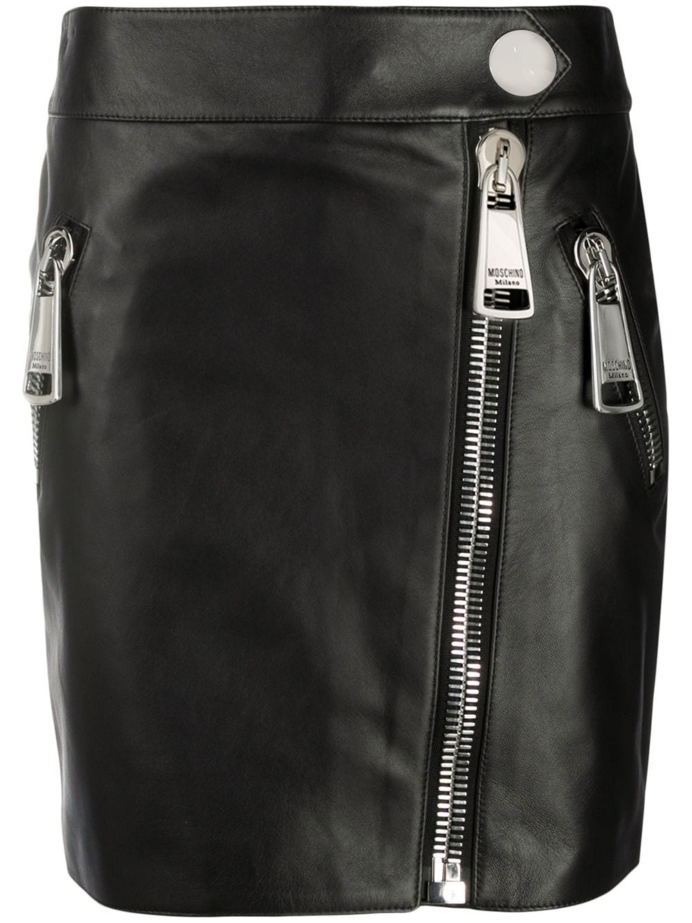 zipped leather mini skirt - 1