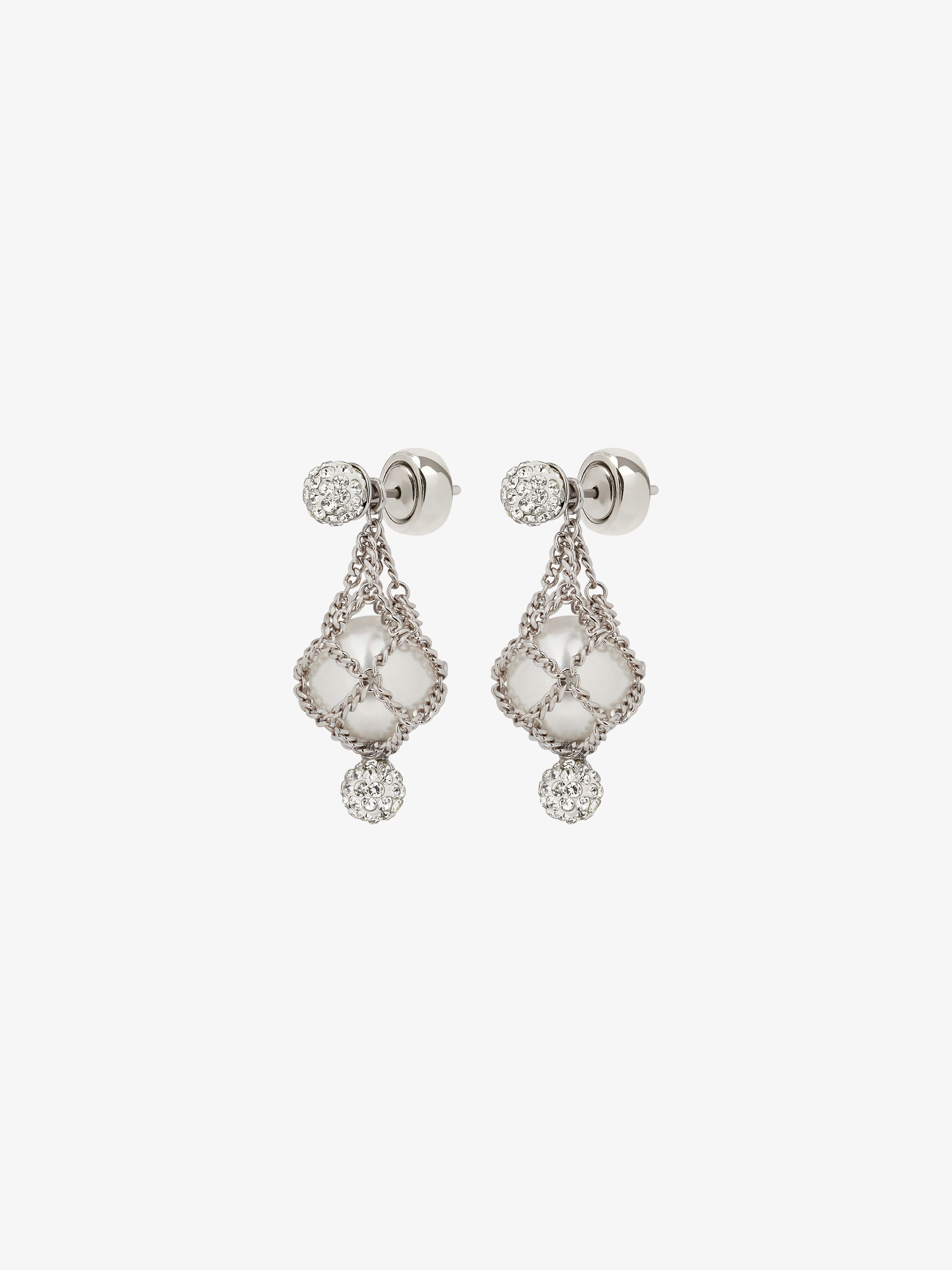 PEARLING EARRINGS IN METAL WITH PEARLS AND CRYSTALS - 4
