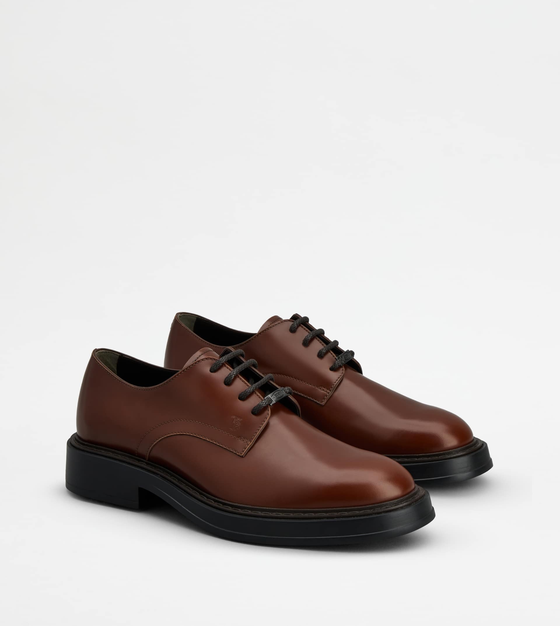 LACE-UPS IN LEATHER - BROWN - 2