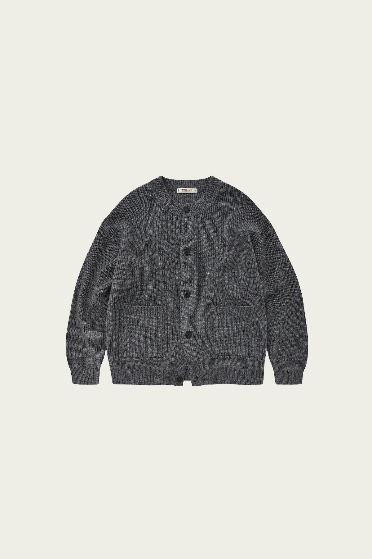 Heavy Wool Round Cardigan - Dark Gray - 1