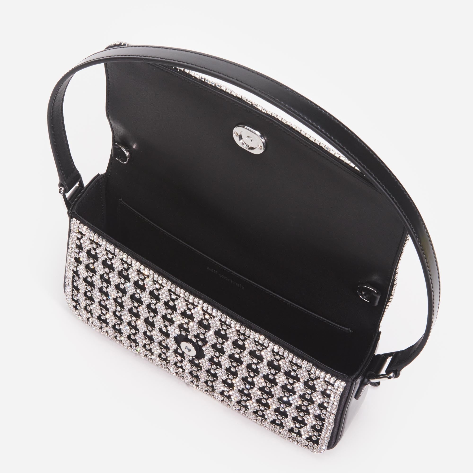 Black Crystal Baguette Bag - 5