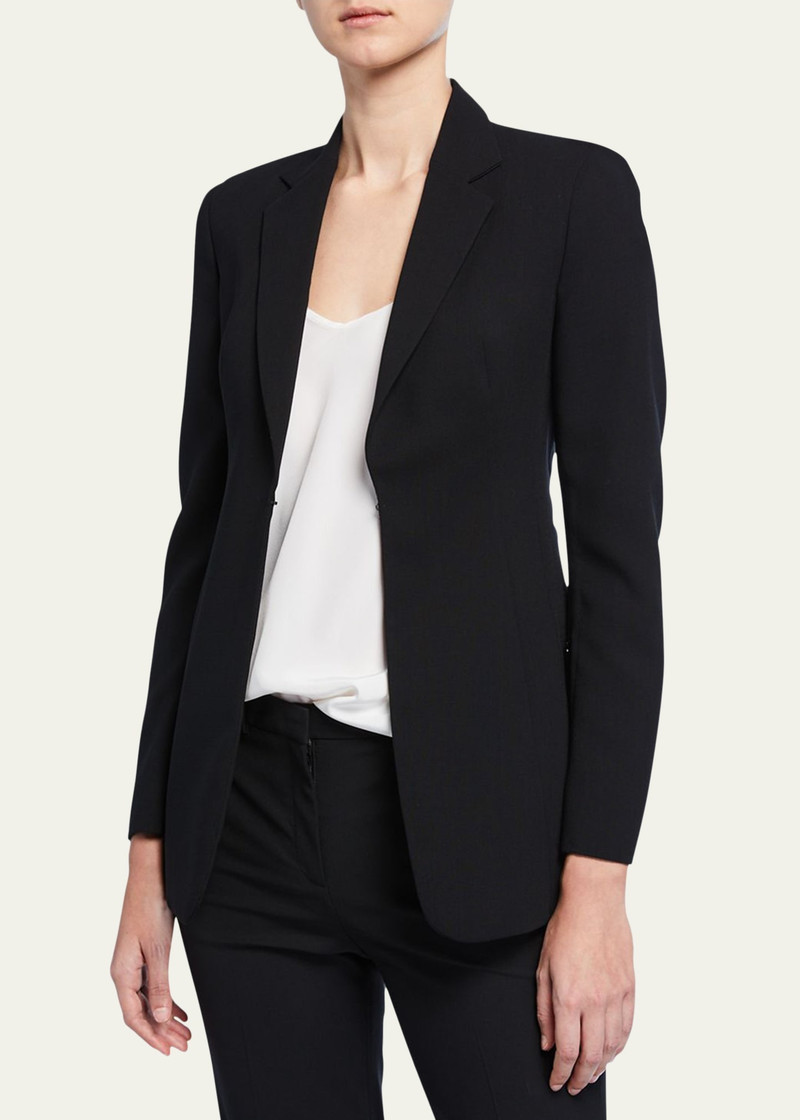 AKRIS Leather-Collar Wool Jacket outlook