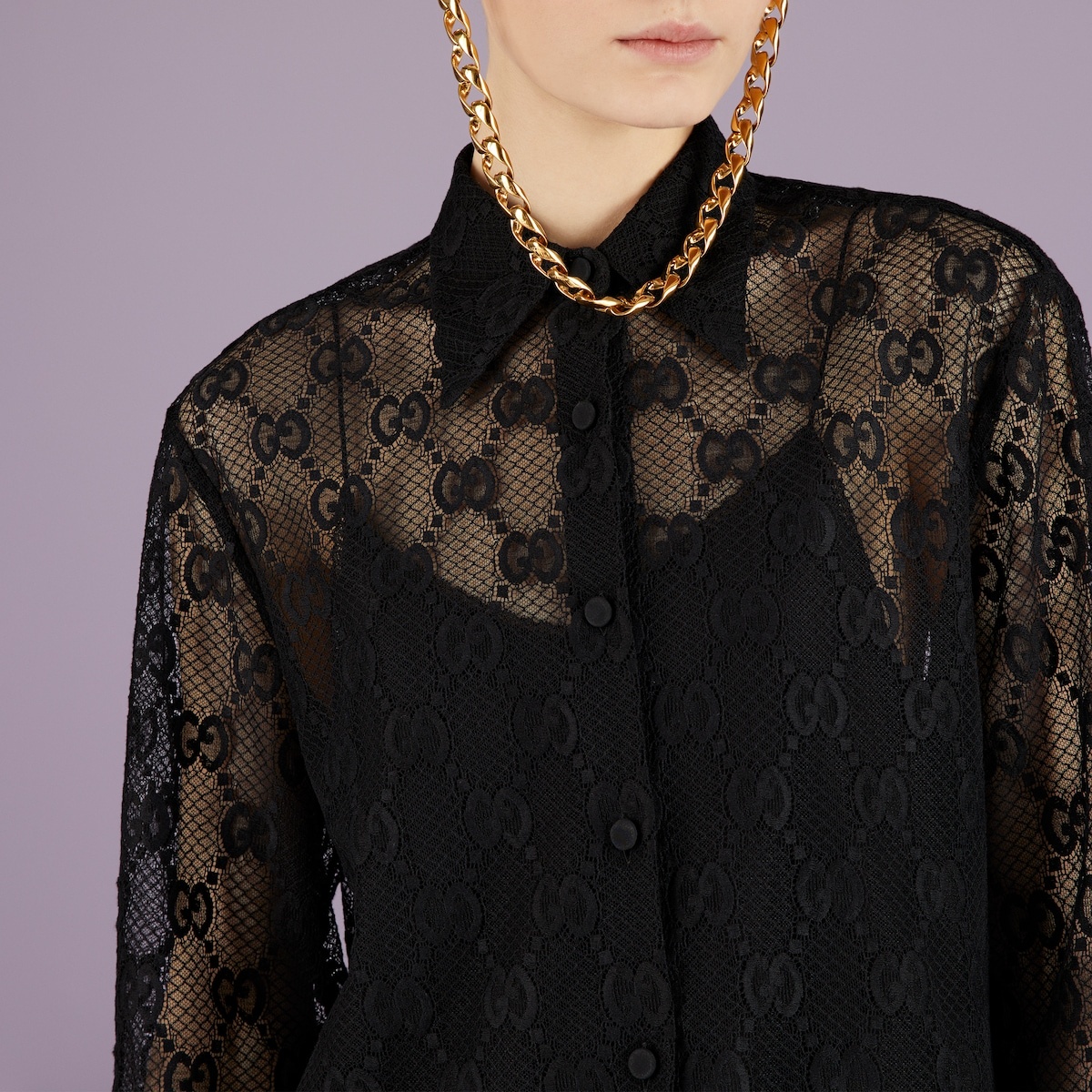 Gucci lace collared shirt - 3