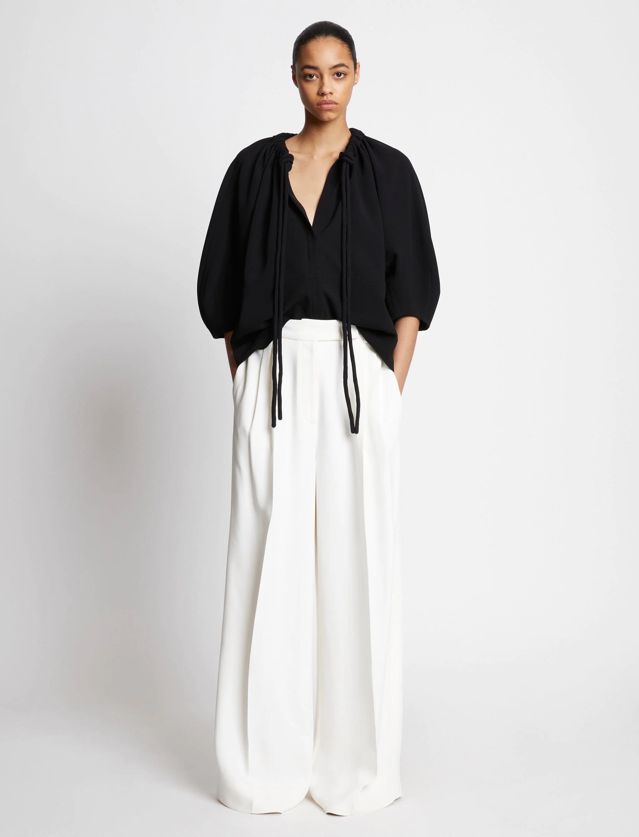 Matte Crepe V-neck Top - 3