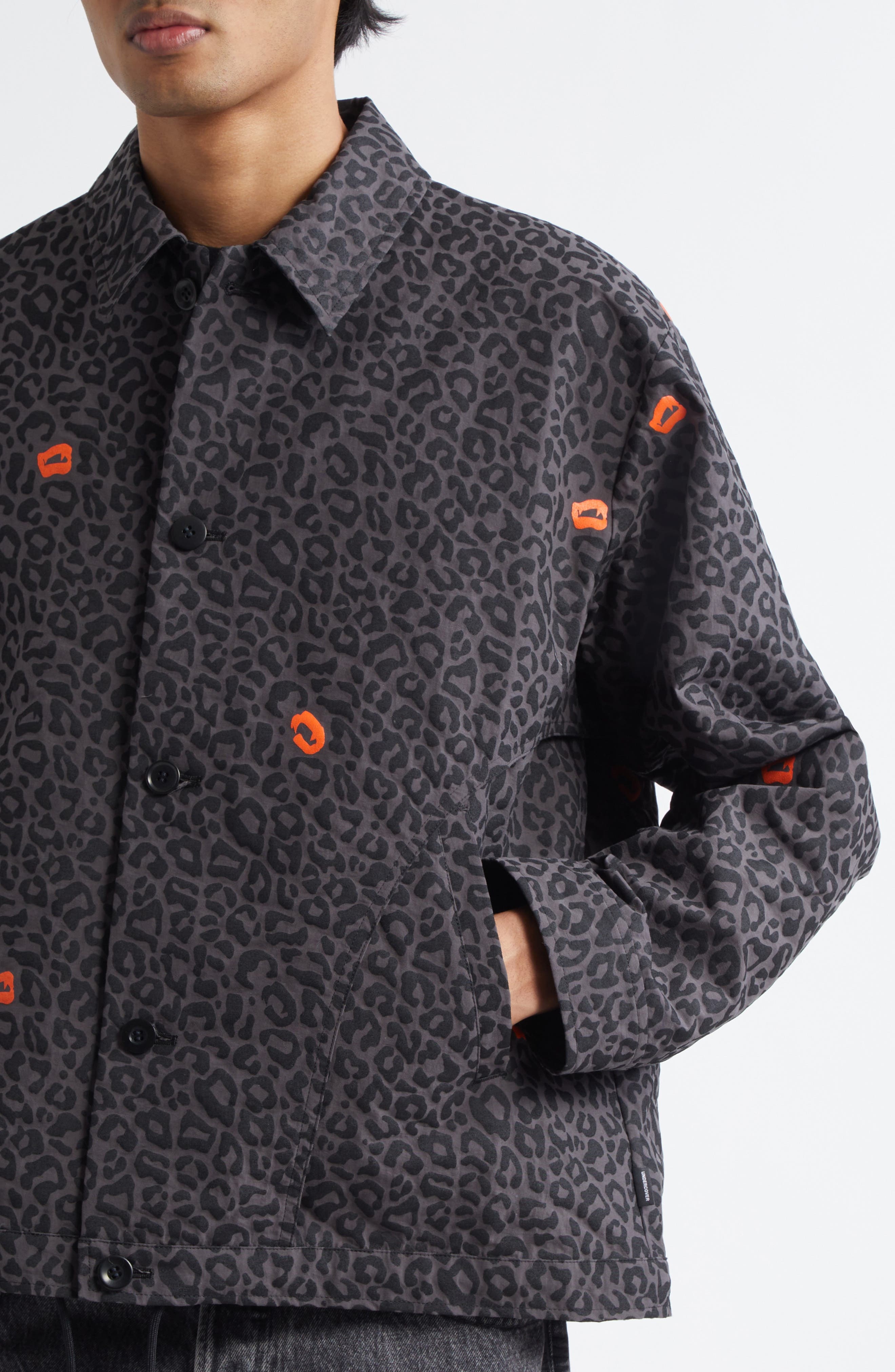 Undercover Leopard Print Coach's Jacket in Gray Base at Nordstrom - 5