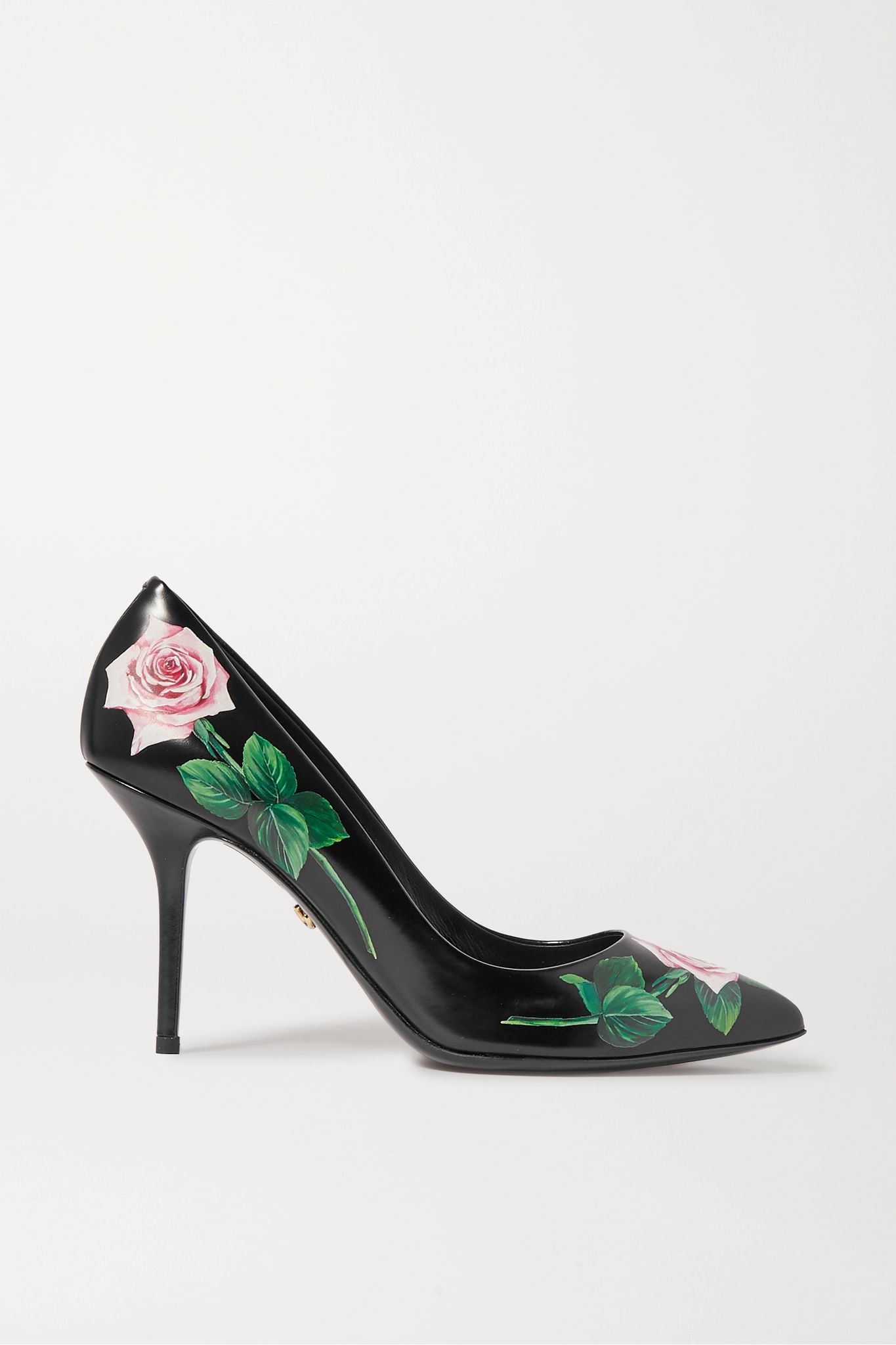 Floral-print leather pumps - 1