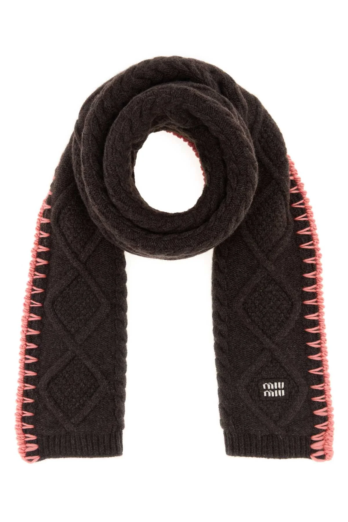 Miu Miu Women Dark Brown Wool Blend Scarf - 1