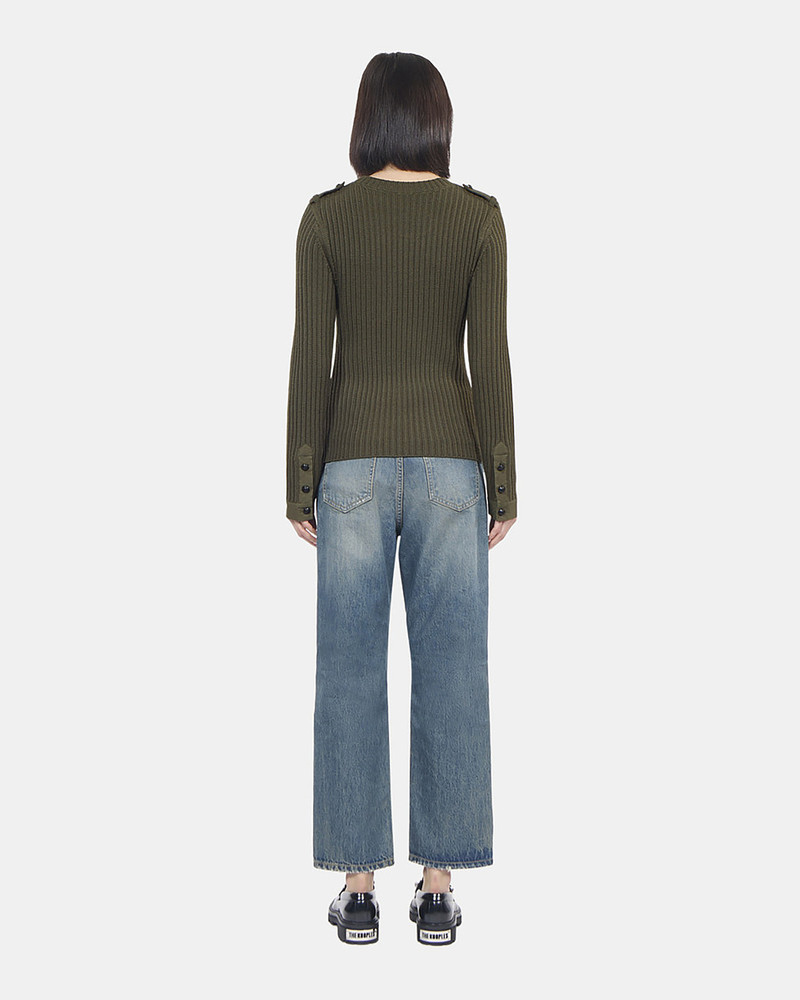 KHAKI RIBBED KNIT SWEATER 5
