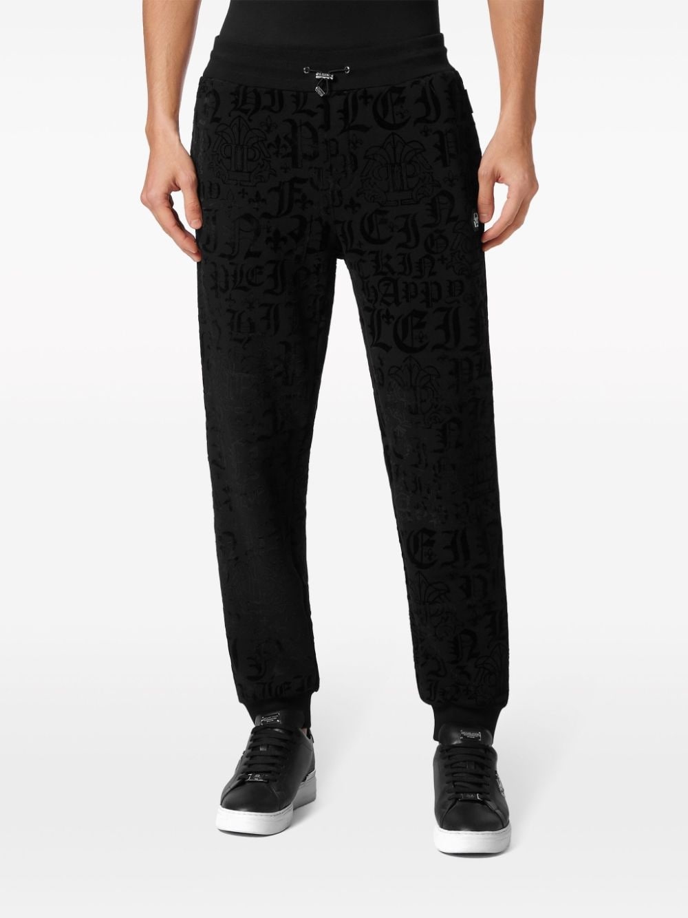 gothic-print drawstring-waist track pants - 3