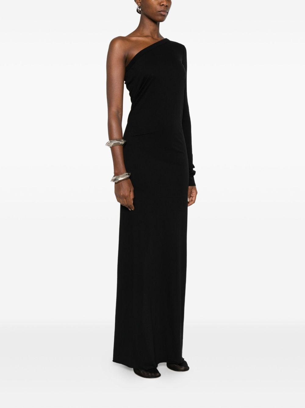 asymmetrical-neckline maxi dress - 3