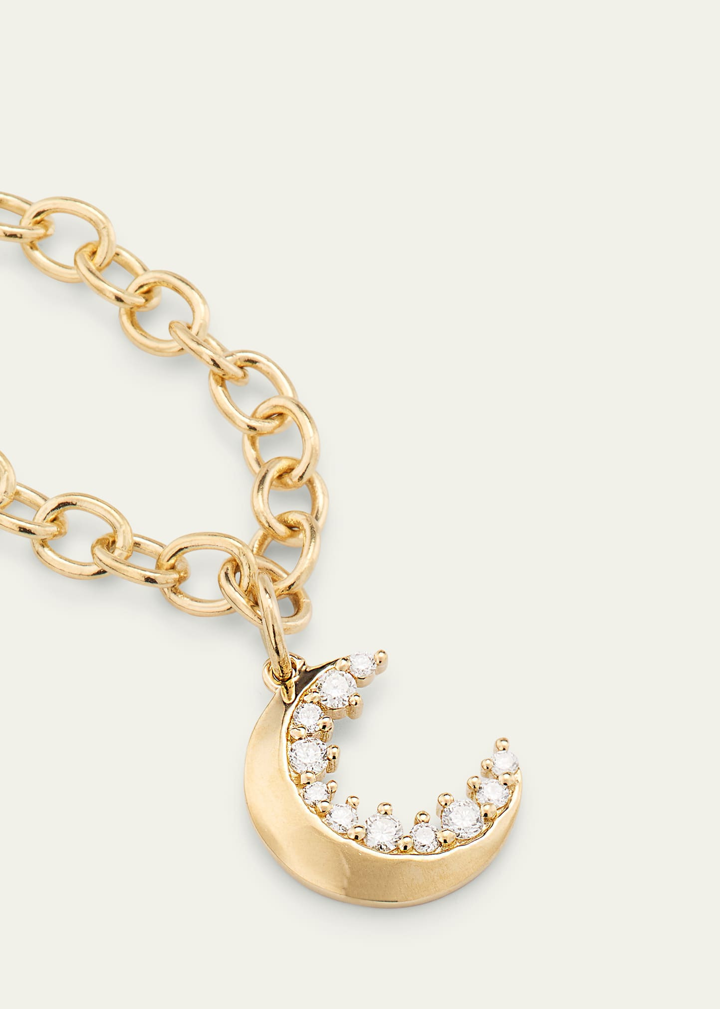 14k Gold Small Cocktail Bracelet with Crescent Moon Charm - 3