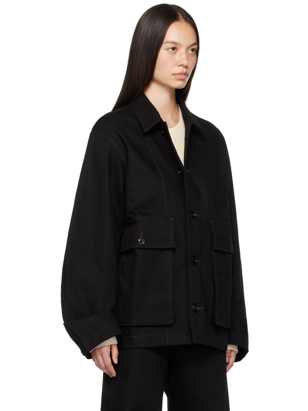 Black Boxy Denim Jacket - 2