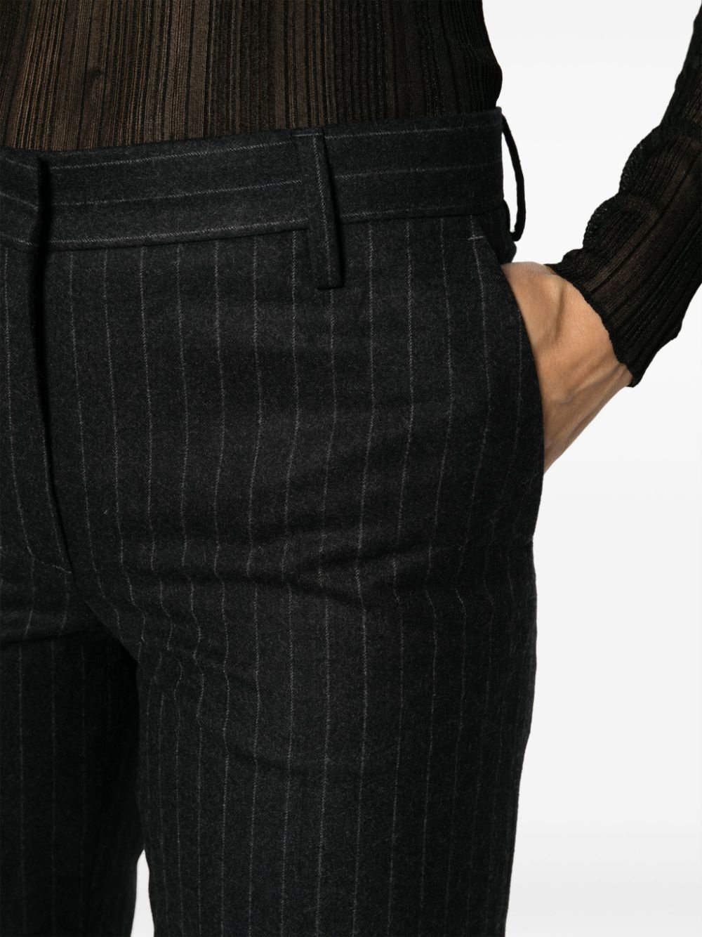 Dries Van Noten Women Pinstripped Wool Trousers - 4