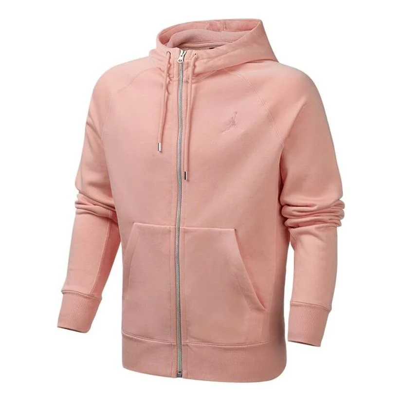 Men's Air Jordan Solid Color Zipper Hooded Jacket Pink AV2961-623 - 1