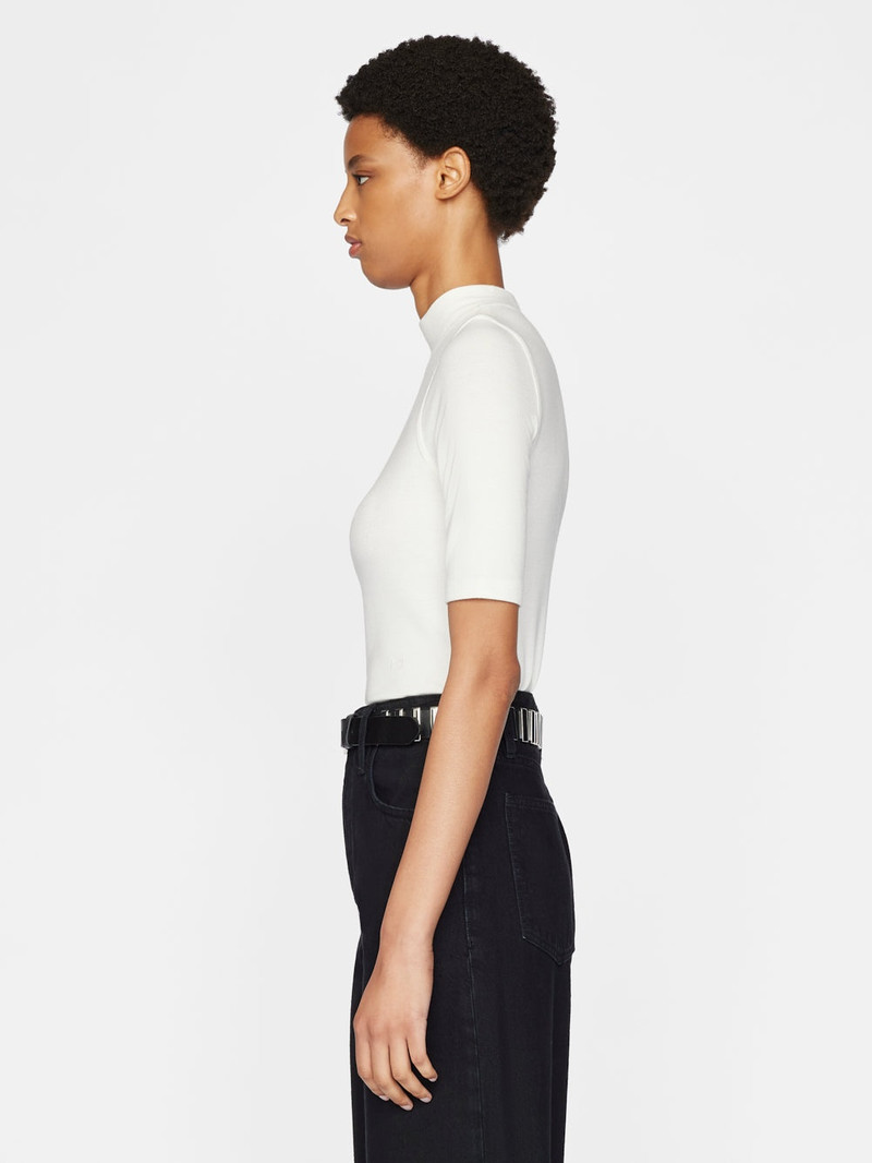 Refined Rib Mock Neck in Off White 6