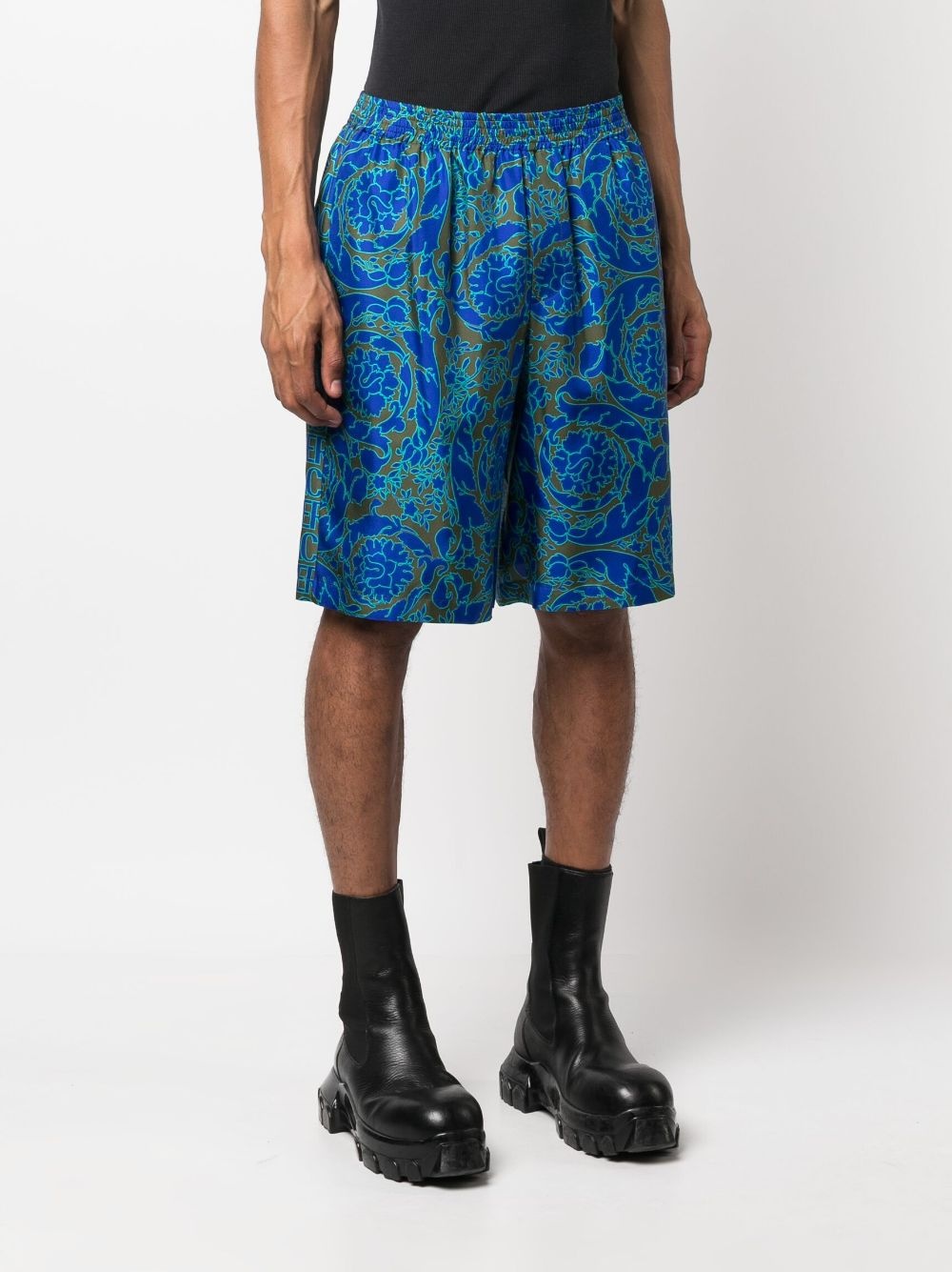 abstract-print silk shorts - 3