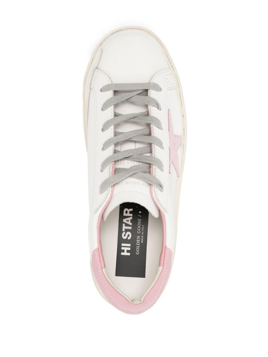 GOLDEN GOOSE HI STAR LEATHER SNEAKERS - 4