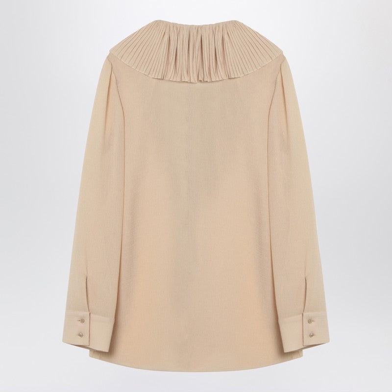 Saint Laurent Beige Ruffled Blouse In Silk Women - 2