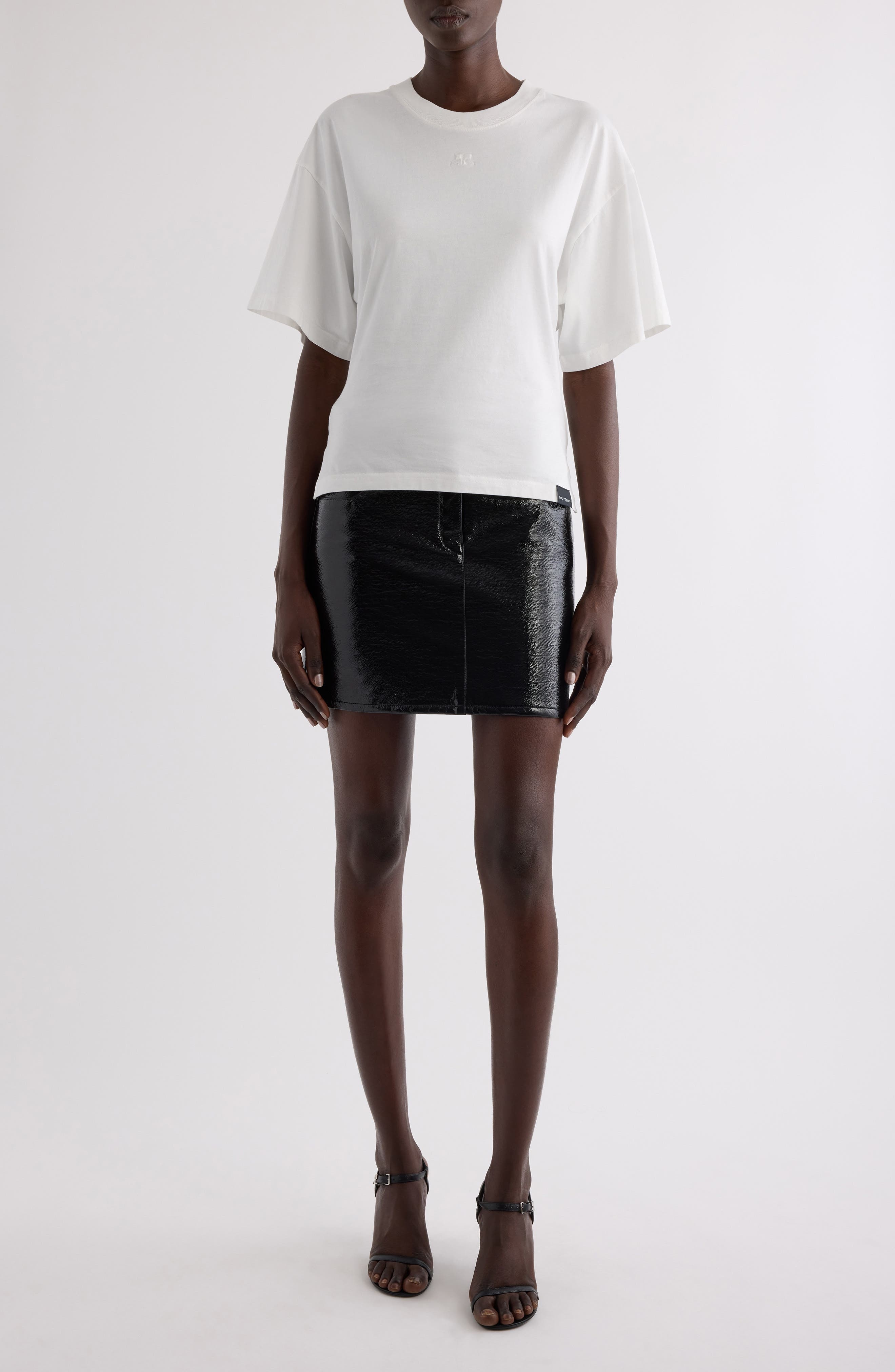 Courrèges Embroidered Logo T-Shirt in Heritage White at Nordstrom - 2
