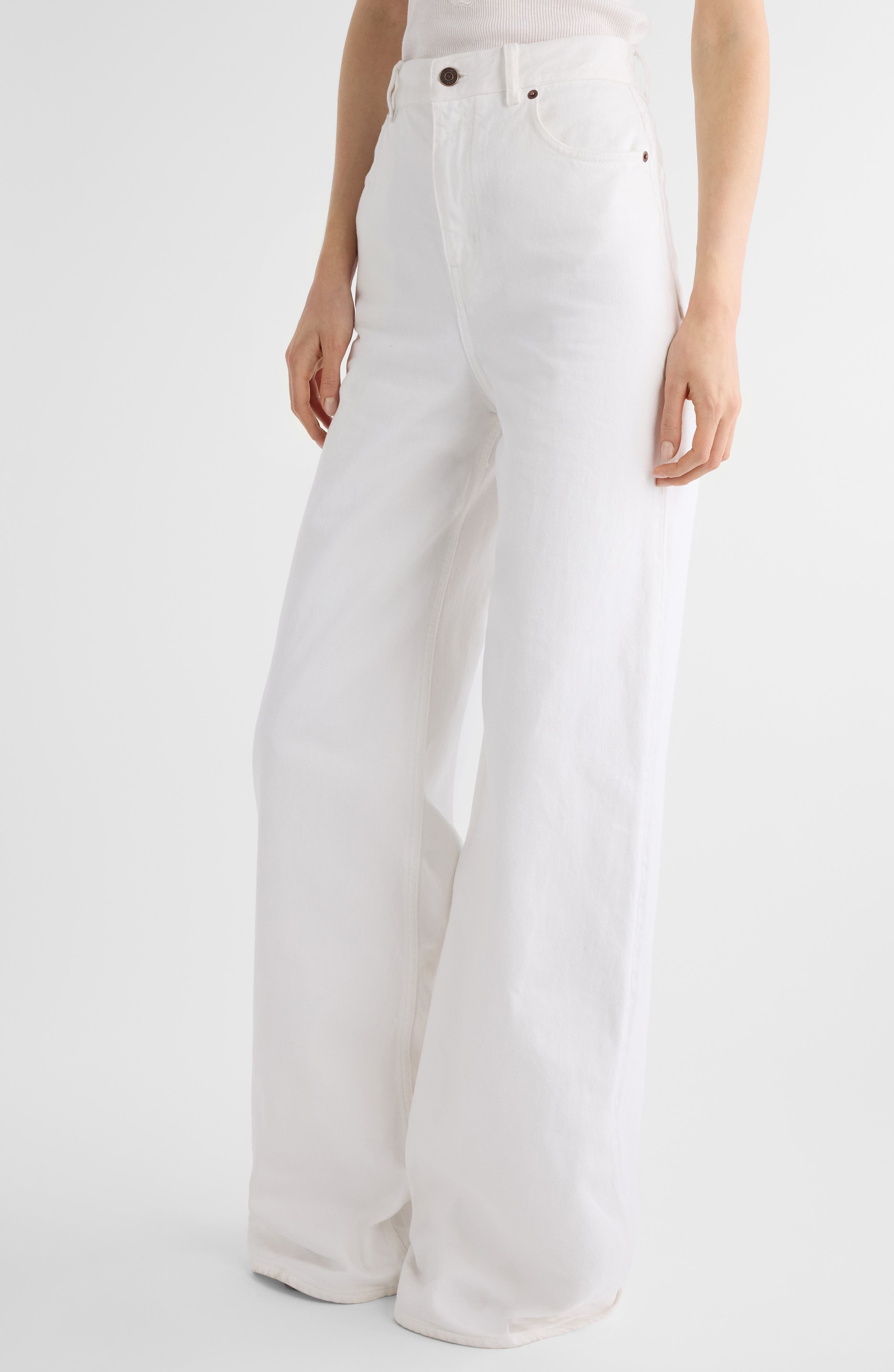 Chloé High Waist Wide Leg Jeans in White at Nordstrom - 5