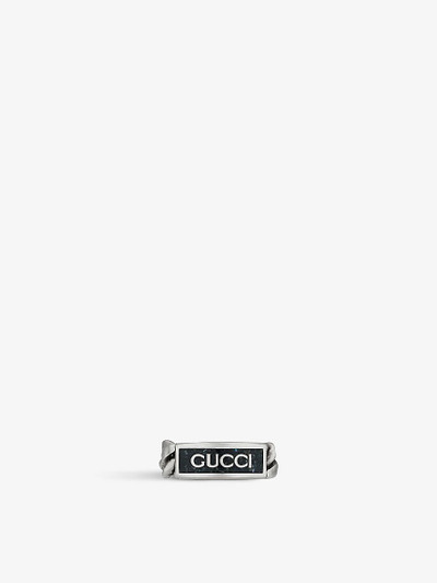 GUCCI Logo-embellished sterling silver and enamel ring outlook