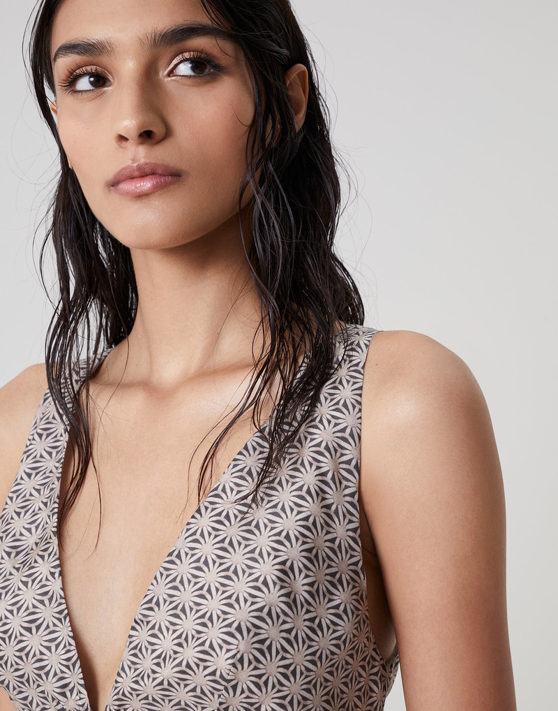 Starburst flower silk pongee bralette top 3