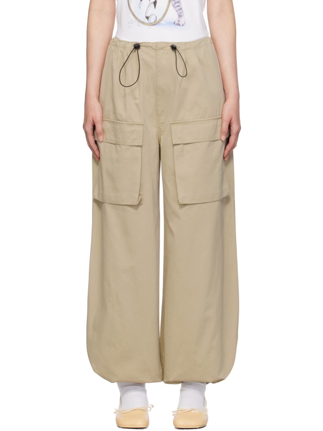 Beige Bellows Lounge Pants - 1