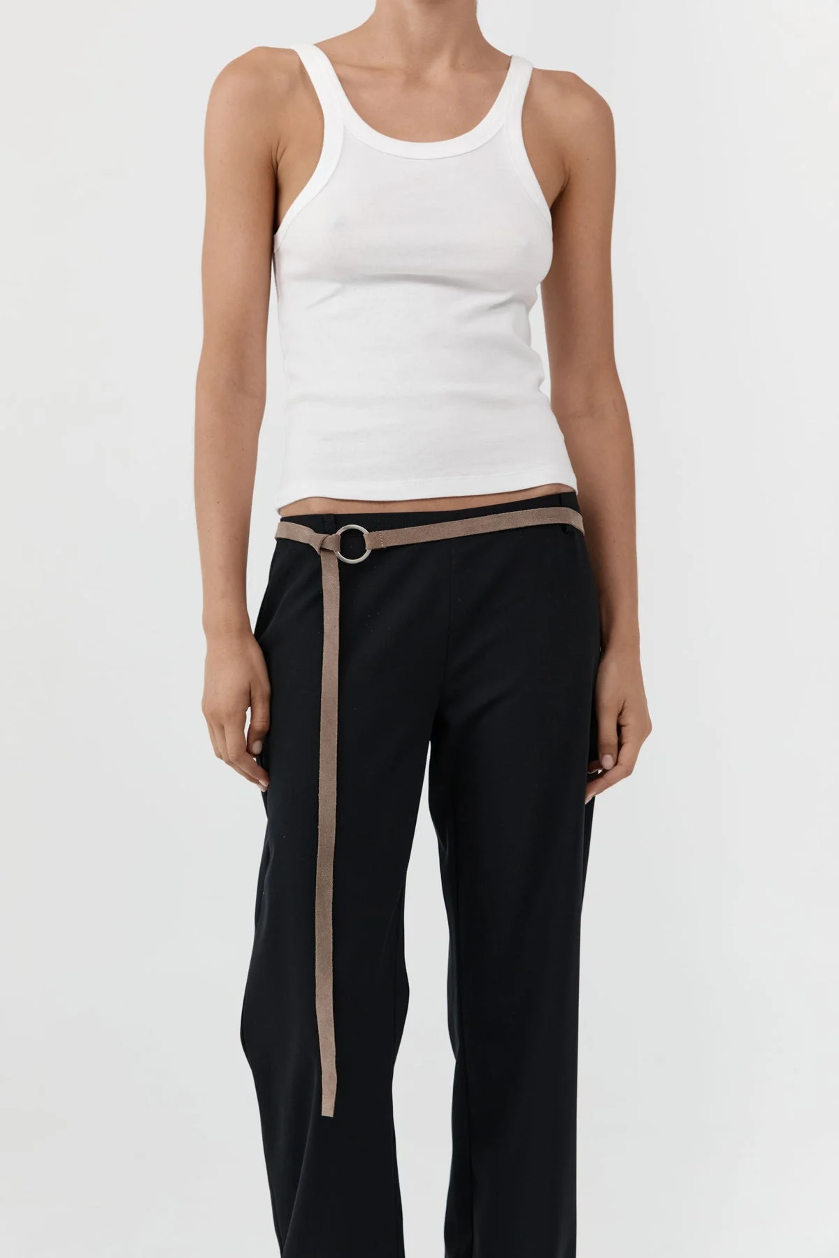 Suede Tie Belt - Almond - 1