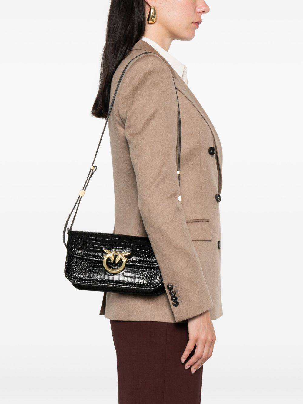 crocodile-embossed leather cross body bag - 2