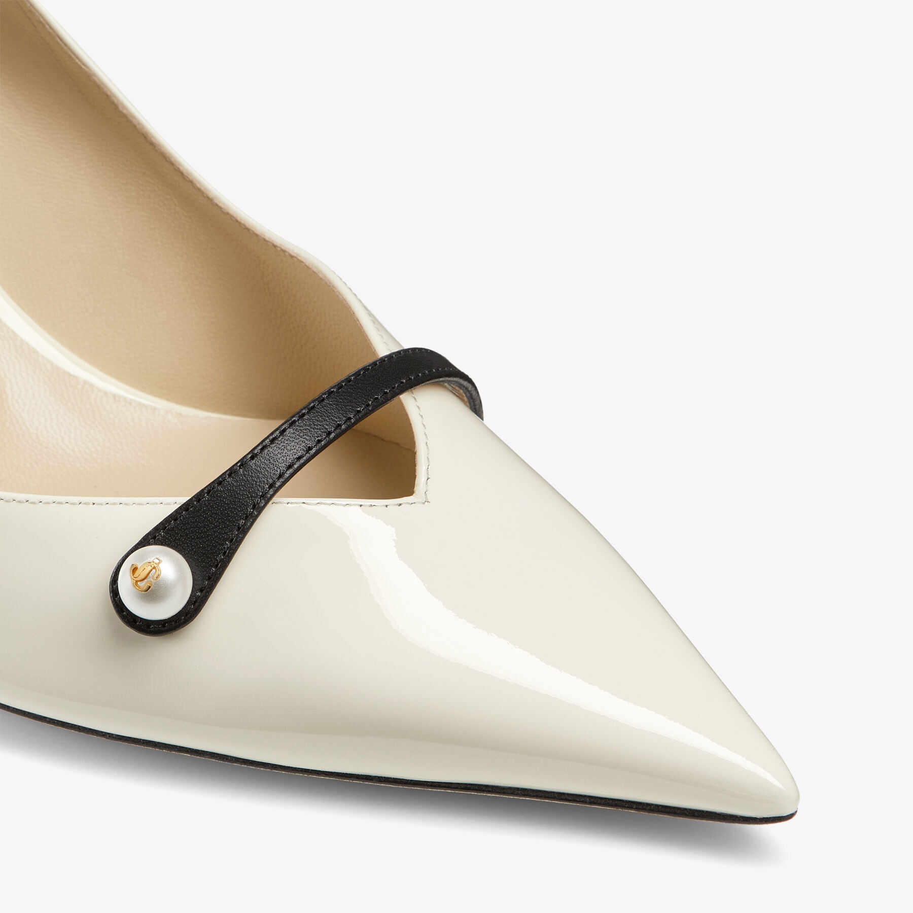 Rosalia 65
Latte Patent Pointed Pumps with Pearl Detail - 4