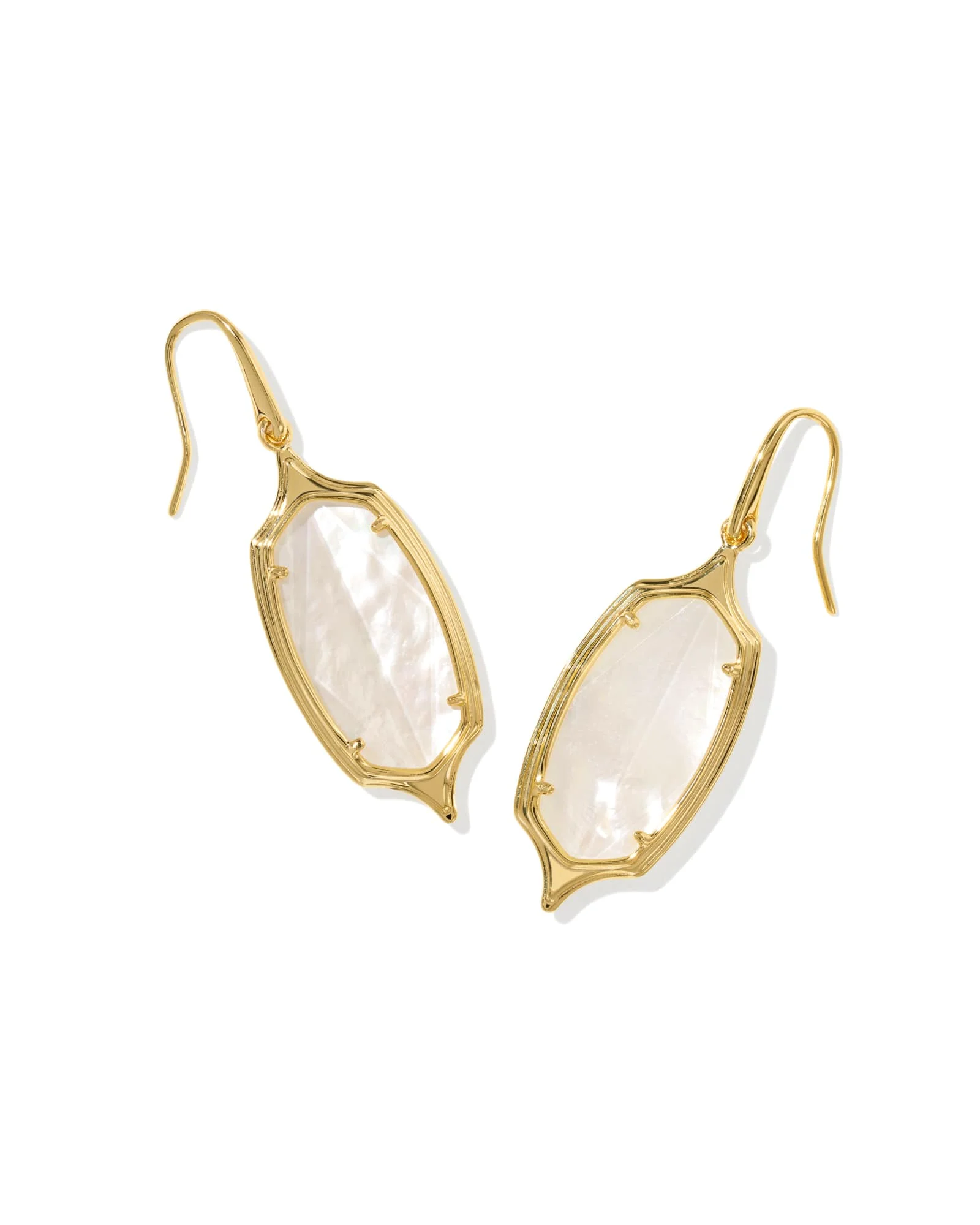 Dani Stepped Frame Gold Drop Earrings - 1