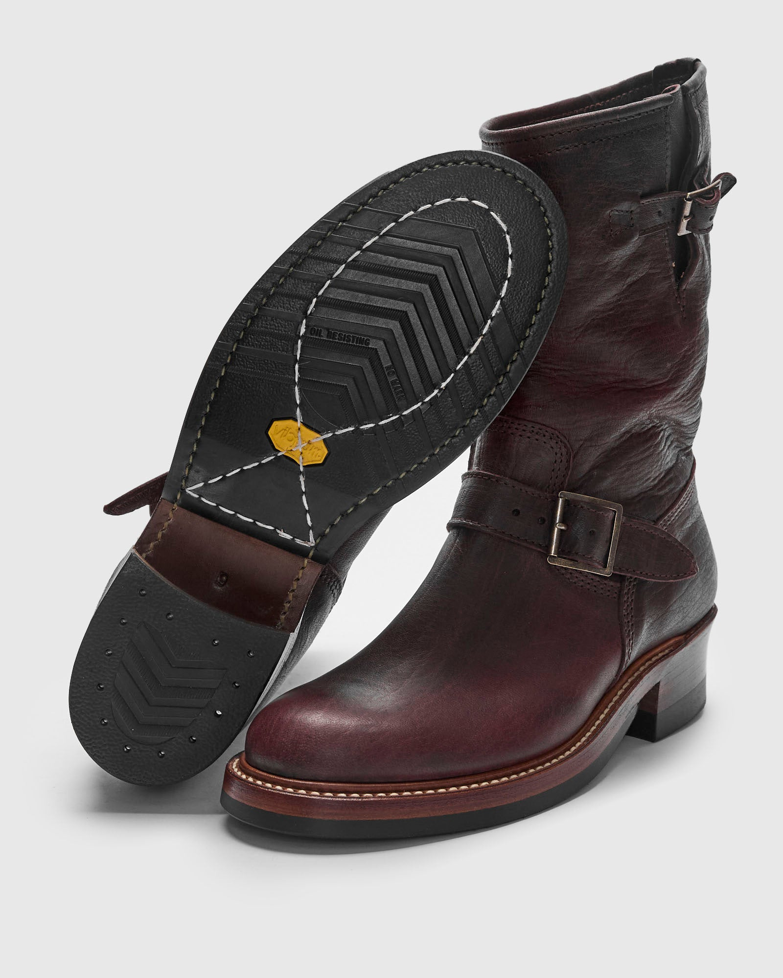 Wabash Engineer Boot in Burnt Burgundy Deerskin - 2