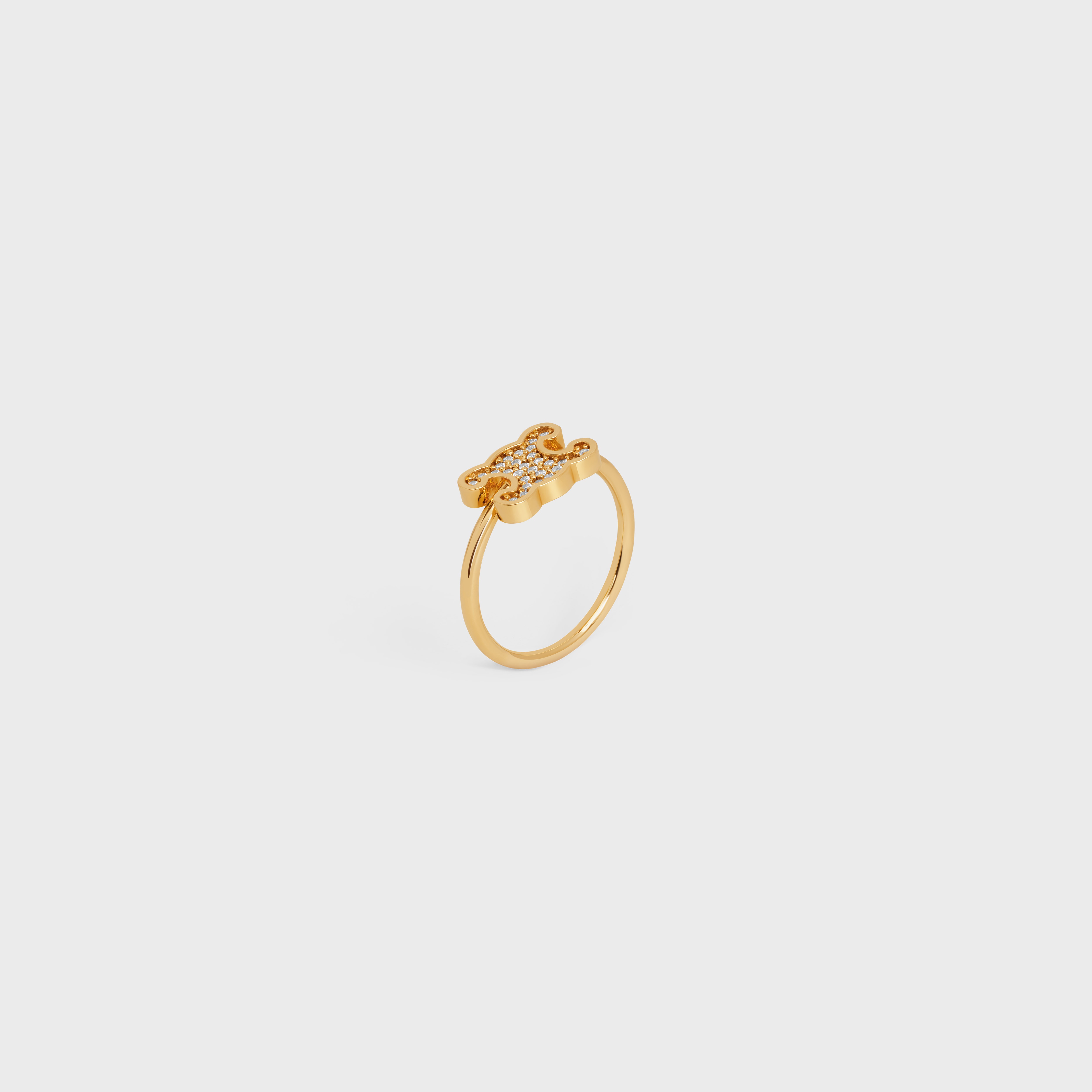 Triomphe Rhinestone Small Ring in Brass with Gold Finish and Crystals - 2