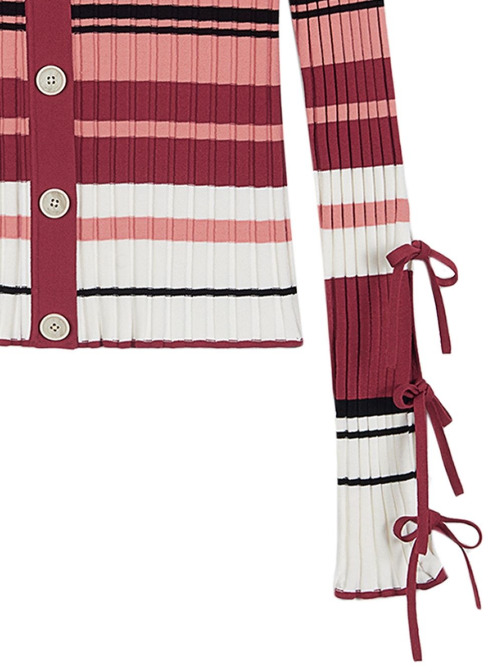 striped bow-detailing cardigan - 2