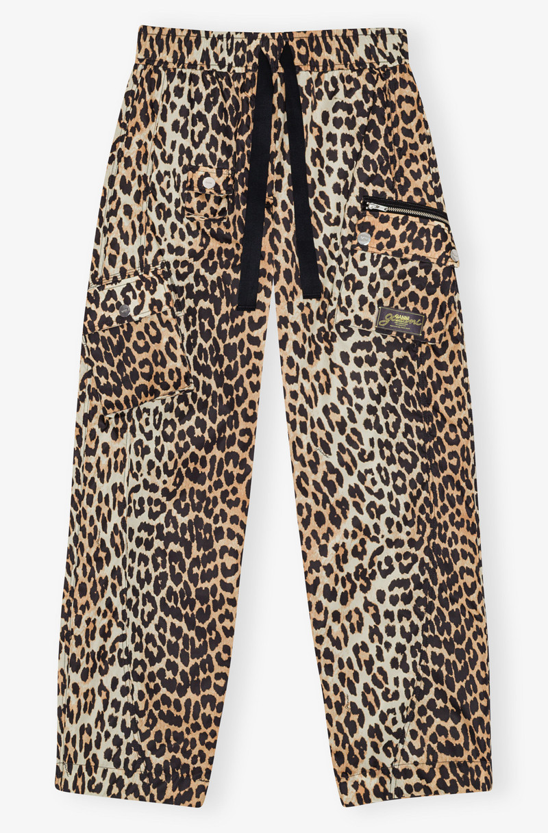 LEOPARD DUCHESSE NYLON CARGO PANTS 1