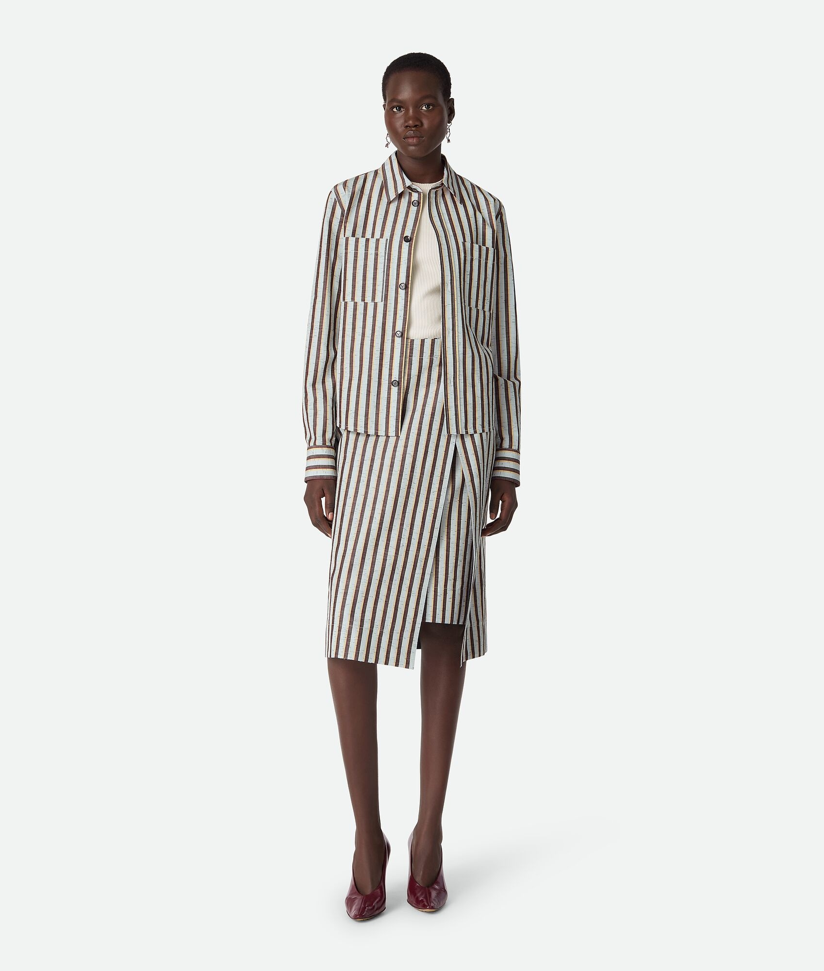 Cotton And Linen Stripe Skirt - 4