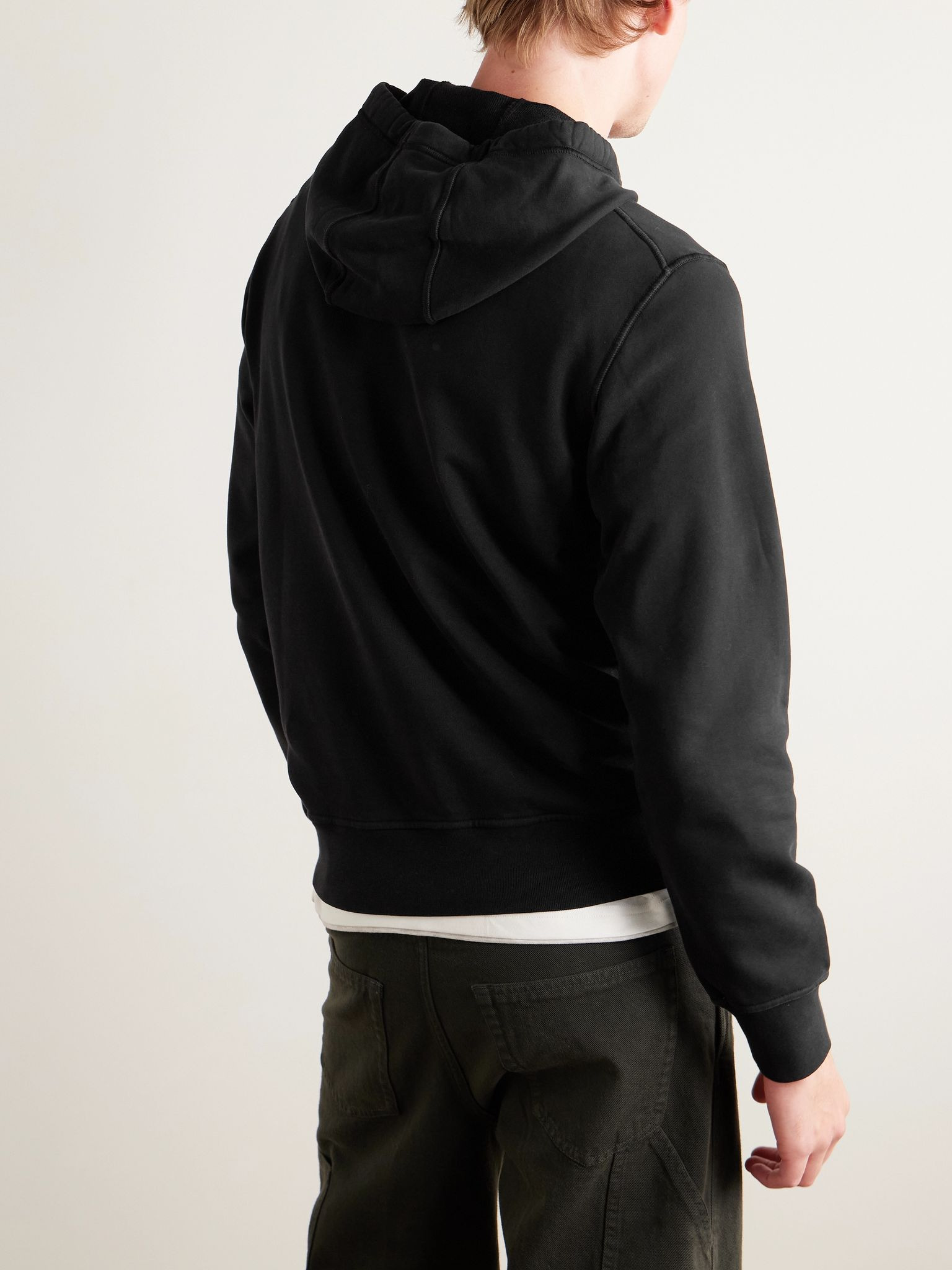 Logo-Appliquéd Organic Cotton-Jersey Hoodie Black - 3